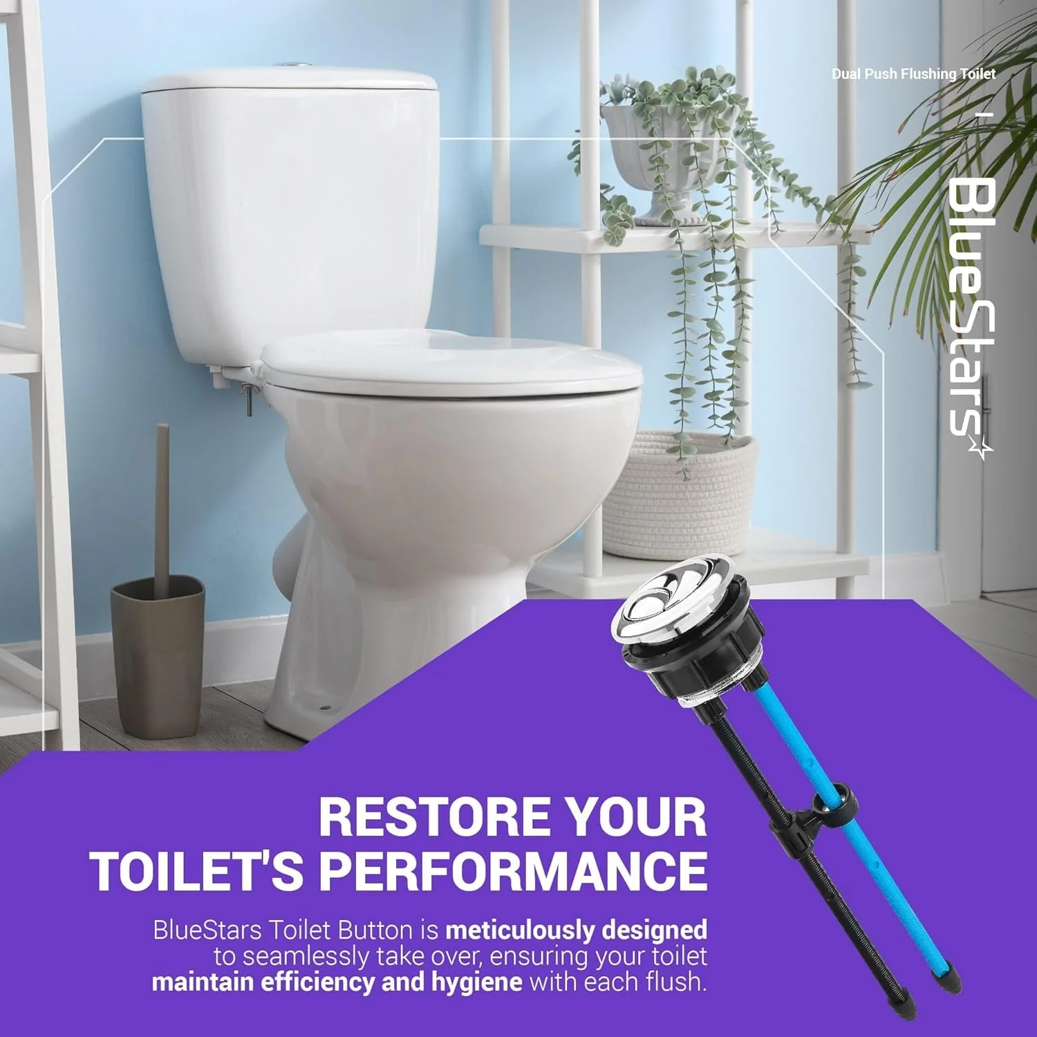 38mm/1.50in Toilet Push Button Thread Diameter, Dual Push Flushing Toilet Water Tank Button - Image 4