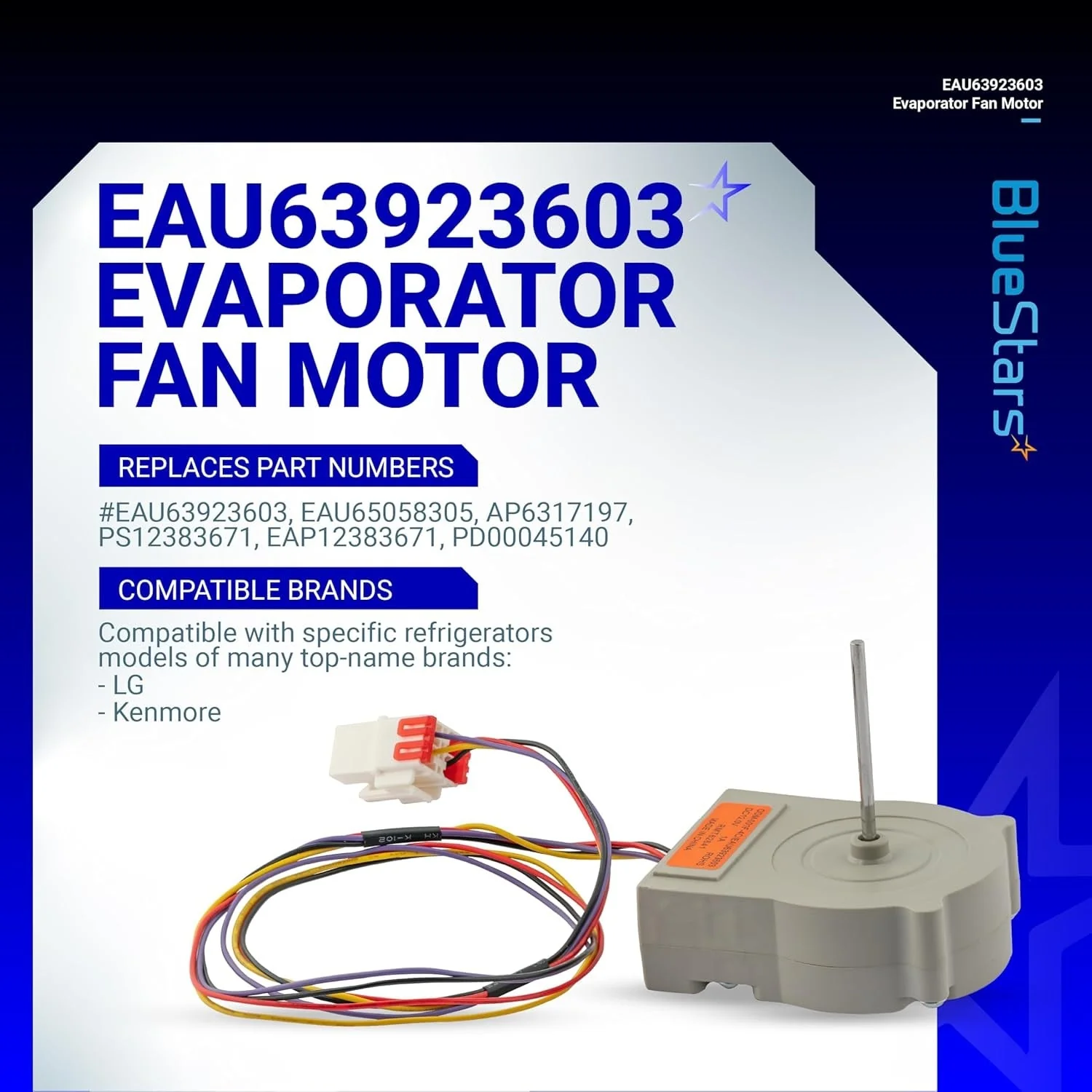 EAU63923603 EAU65058305 Refrigerator Evaporator Fan Motor Assembly (DC 12V/1A) for LG Kenmore Refrigerators - Image 2