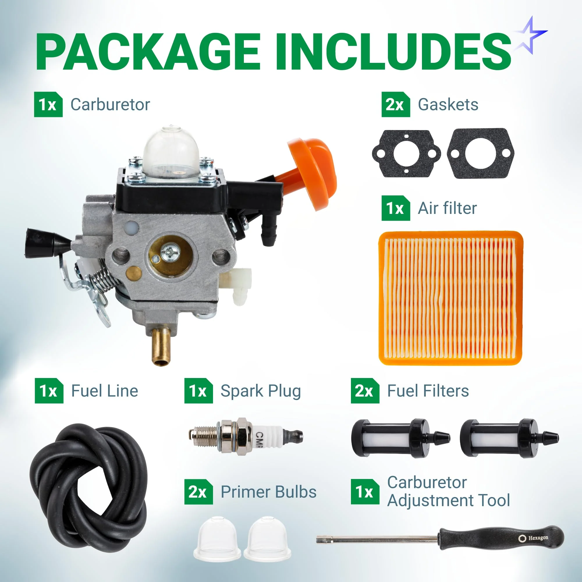 4180-120-0615 FS91R Trimmer Carburetor Kit - Fits STIHL FS91R FS91 FC91 FS111 Trimmer - Image 3