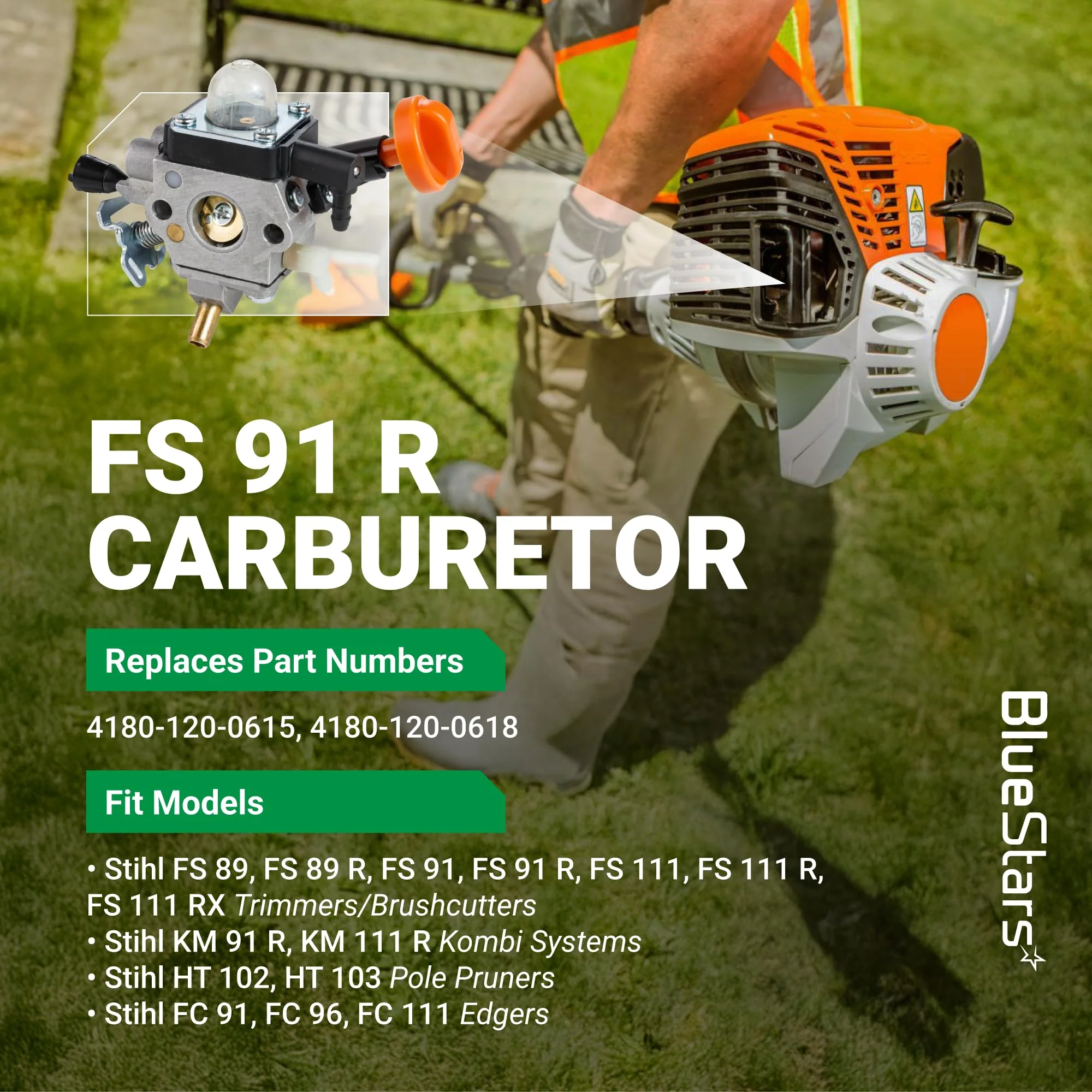 4180-120-0615 FS91R Trimmer Carburetor Kit - Fits STIHL FS91R FS91 FC91 FS111 Trimmer - Image 5