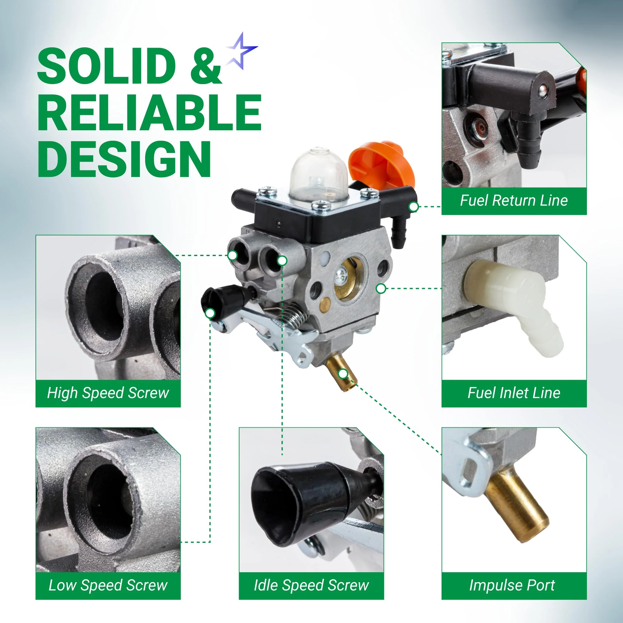 4180-120-0615 FS91R Trimmer Carburetor Kit - Fits STIHL FS91R FS91 FC91 FS111 Trimmer - Image 6