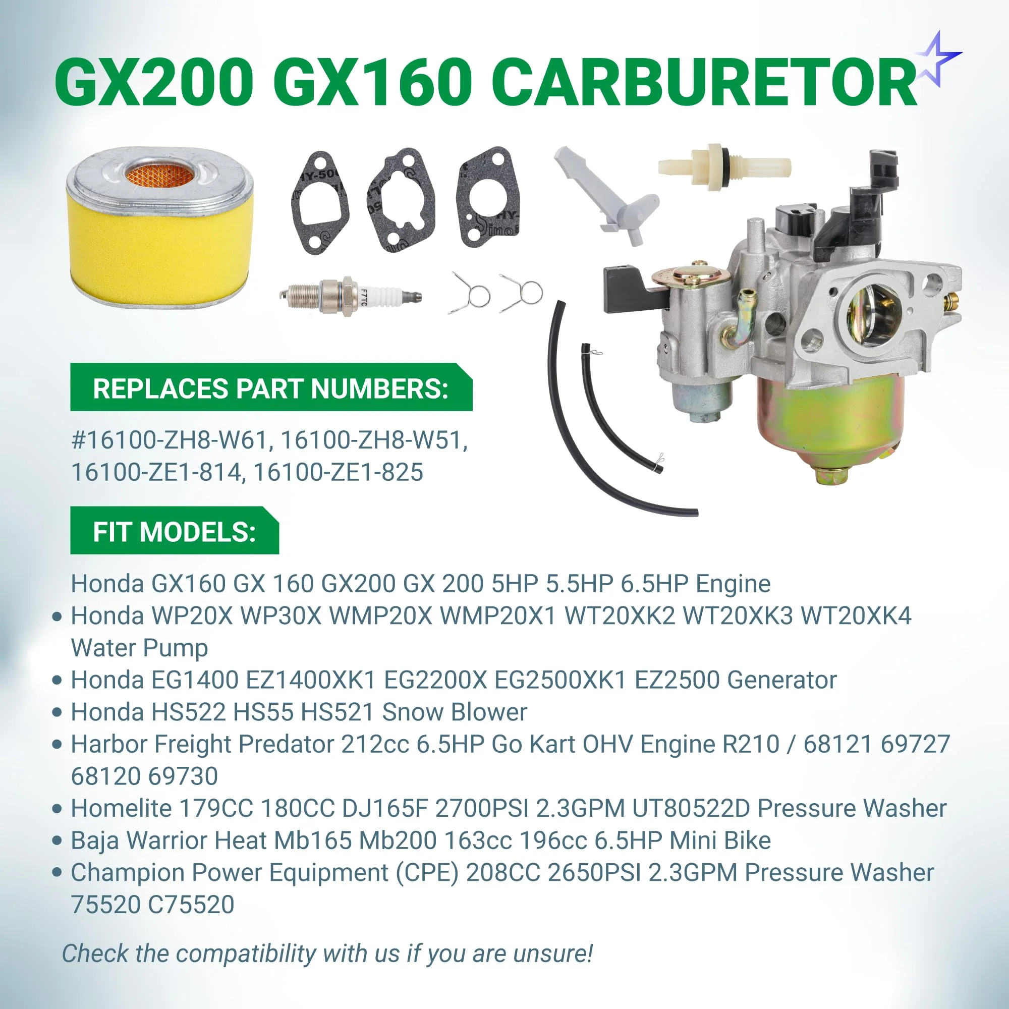 GX200 GX160 Carburetor - Fits Honda GX 160 GX 200 5.5HP 6.5HP OHV Engine Predator - Image 5