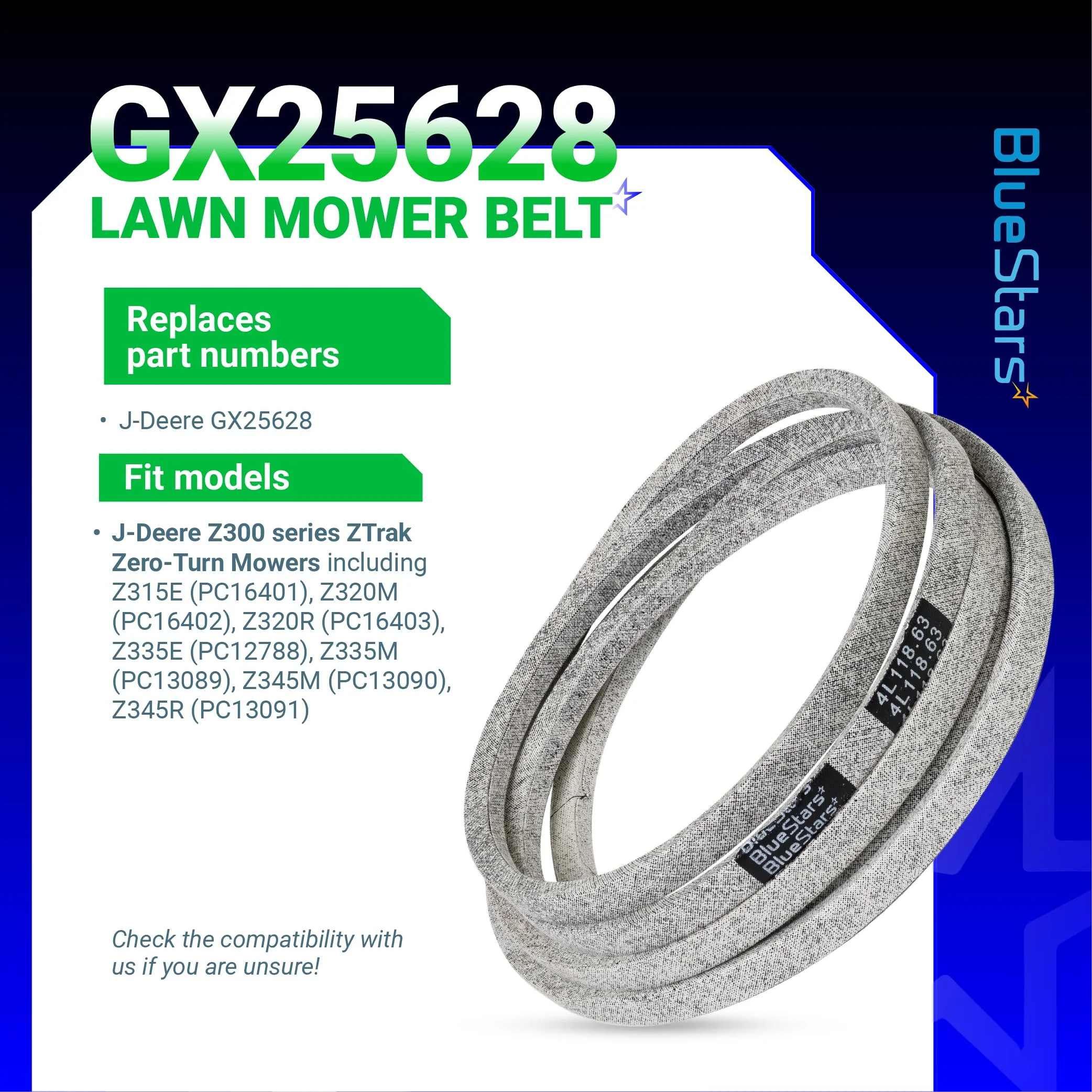 GX25628 Deck Belt | Fits 42" Deck John Deere Z335E Z345M Z345R Z315E ZTrak & More | Aramid Cord | 118.63" - Image 5
