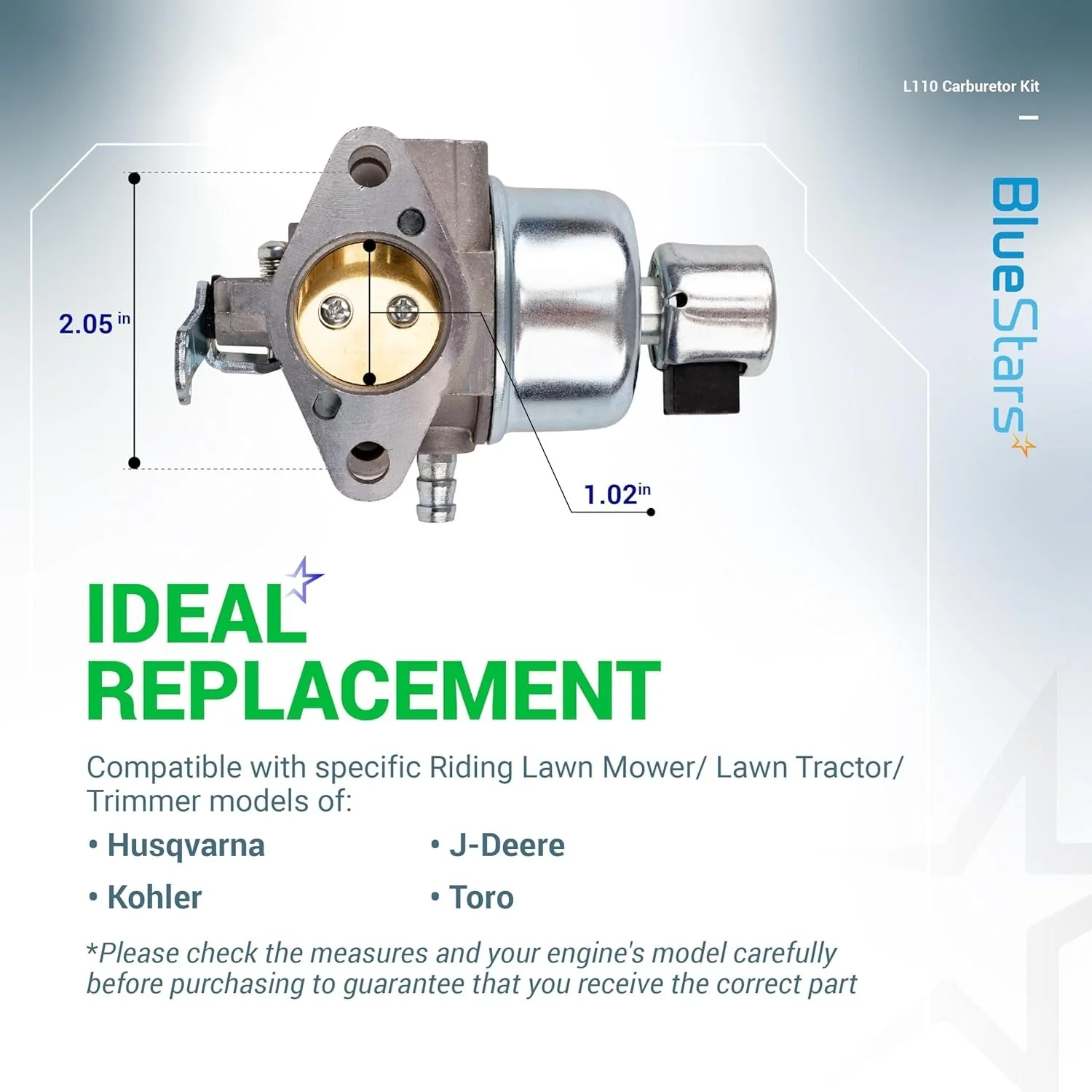 L110 CV15S Carburetor Kit - Fits John Deere L110 LT160 LT155 Lawn Mower with 15HP Kohler - Image 3