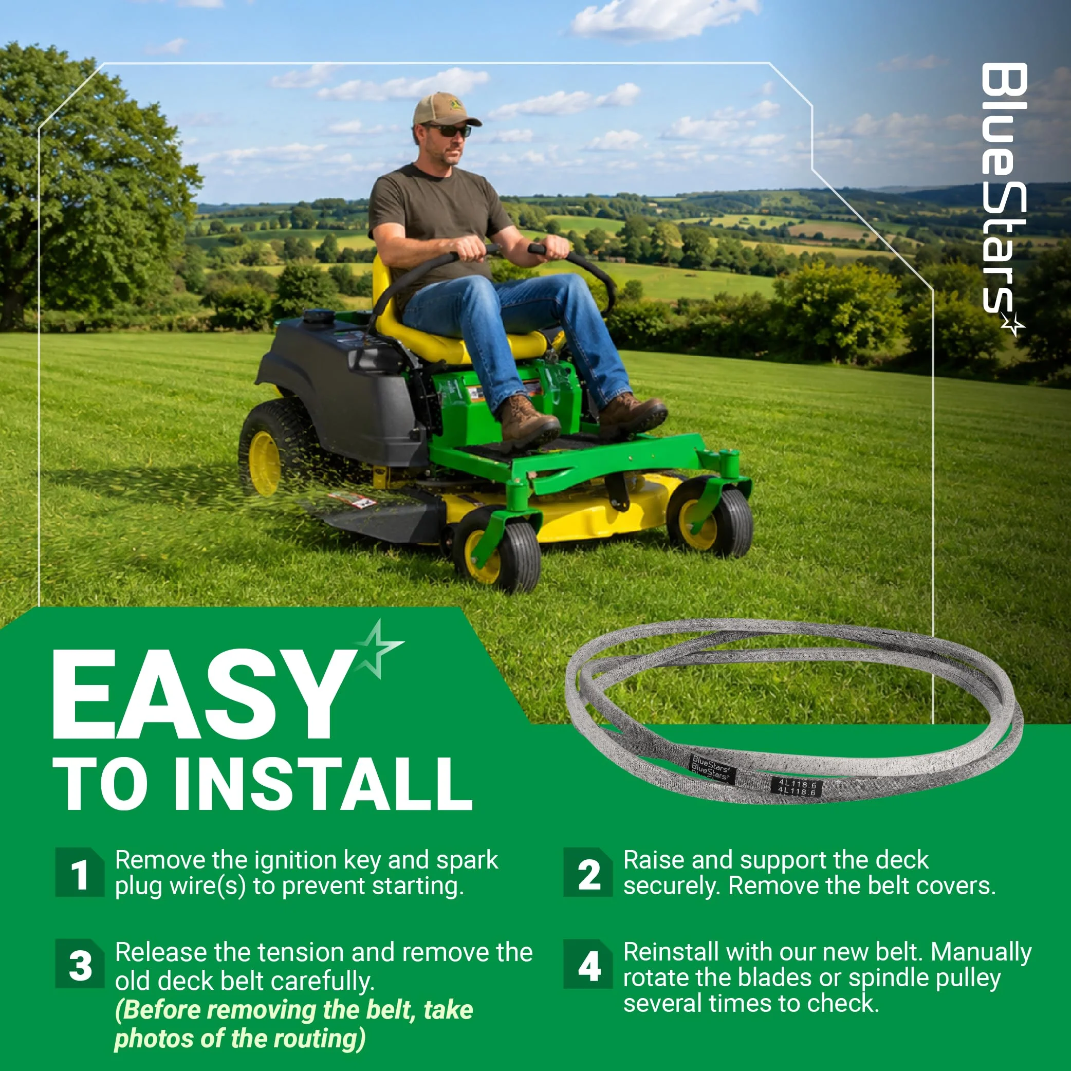 M154294 Deck Belt | Fits 42" Deck John Deere Z225 Z235 EzTrak Zero-Turn & More | Aramid Cord | 118.6" - Image 10