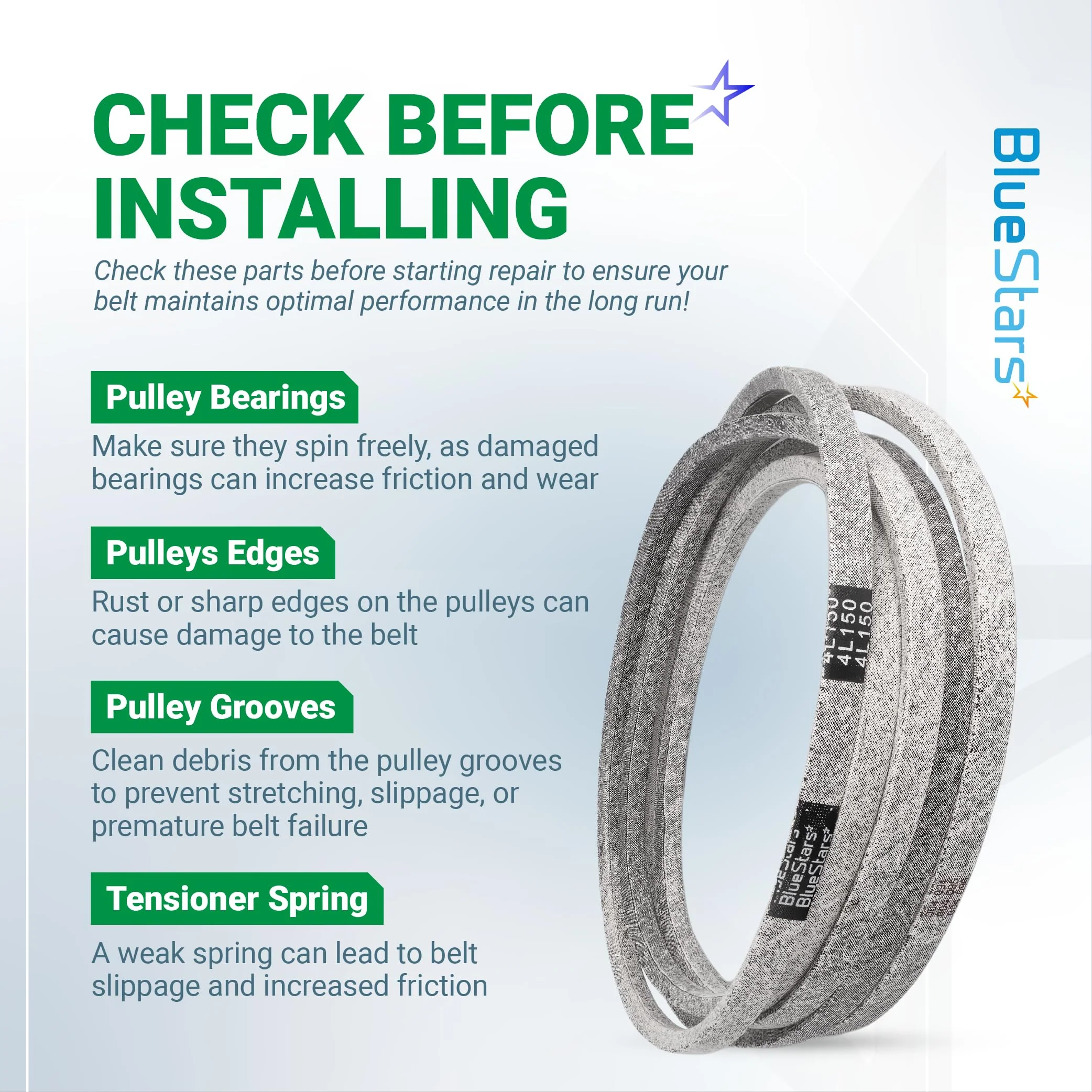 M154295, M158130 Deck Belt | Fits 48" Deck J-Deere Z245 Z425 Z445 EzTrak Zero-Turn Mowers, J-Deere Snow Blower | 150" - Image 9