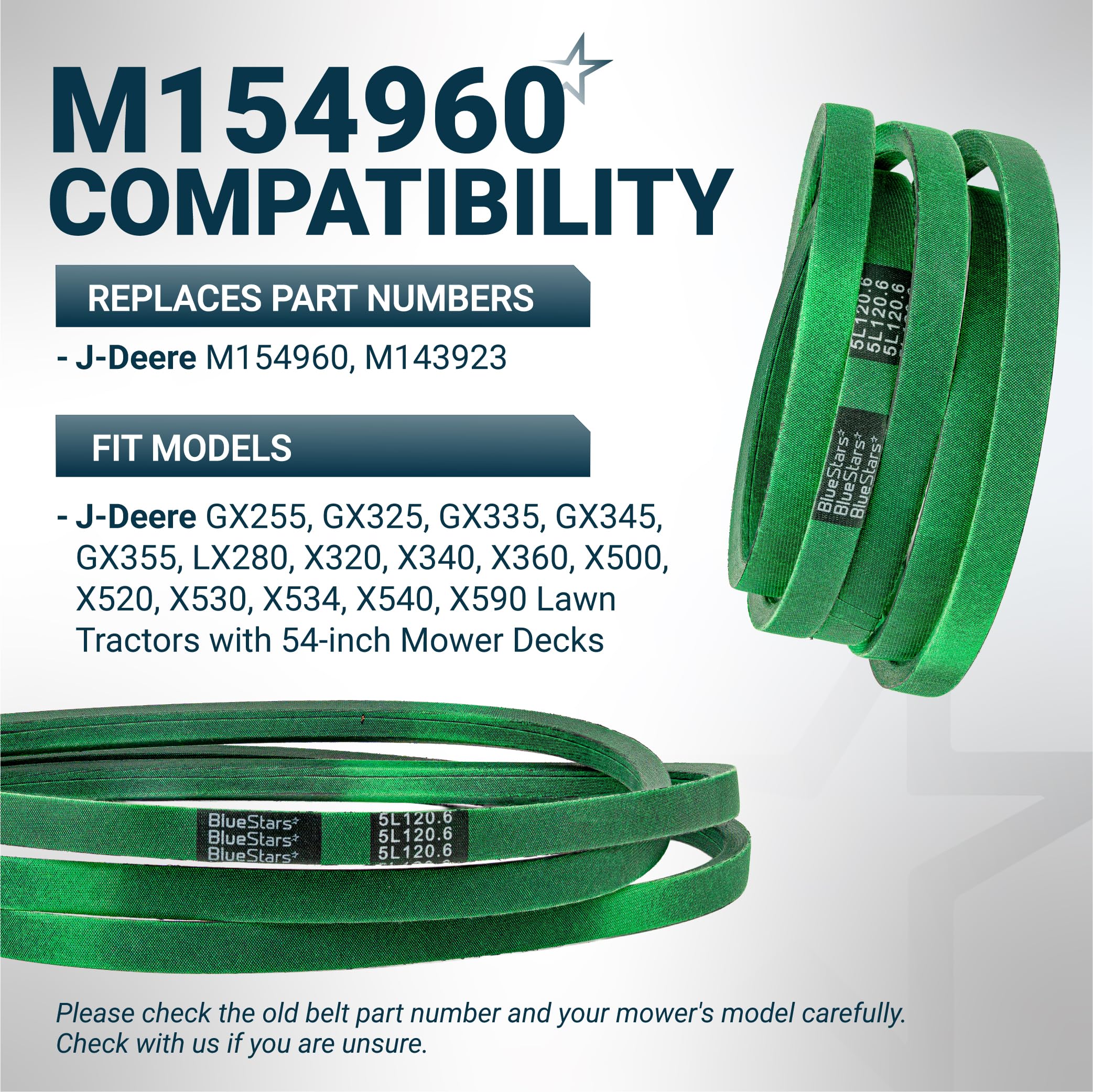 M154960 Secondary Deck Belt | Fits 54" Deck John Deere GX255 GX335 GX355 X540 & More | Aramid Cord | 120.6" - Image 6