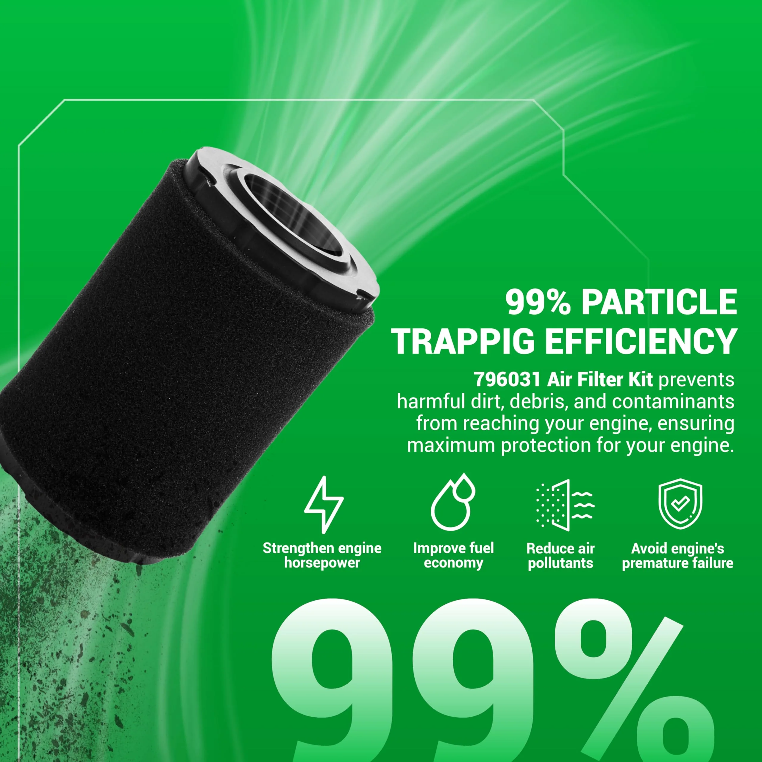 MIU14395 796031 Air Filter & 492932S 492932 Oil Filter - Fits John Deere D100 D105 D125 D130 - Image 3