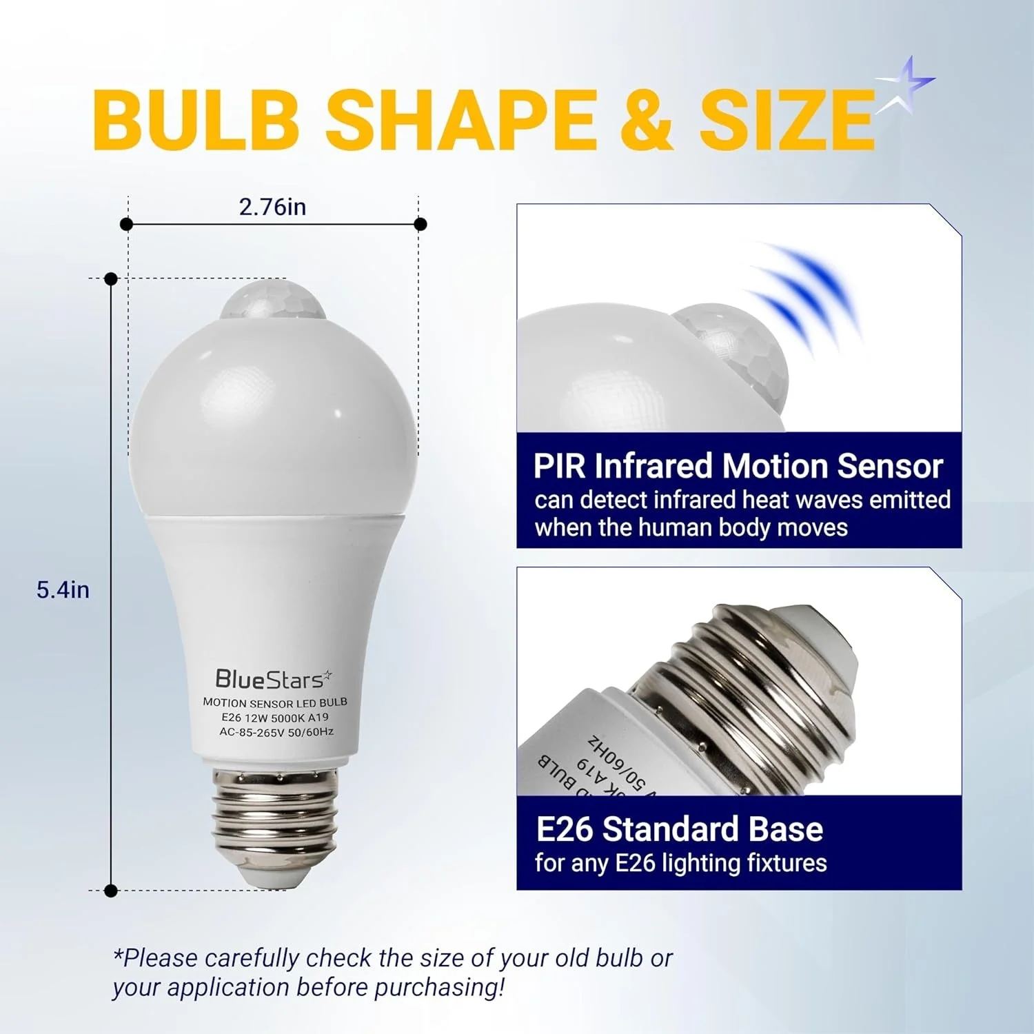 12W E26 Motion Sensor Light Bulbs (100W Equivalent) - Dusk to Dawn Motion Detector Security LED Bulb, 5000K Daylight - 4 Pack - Image 4