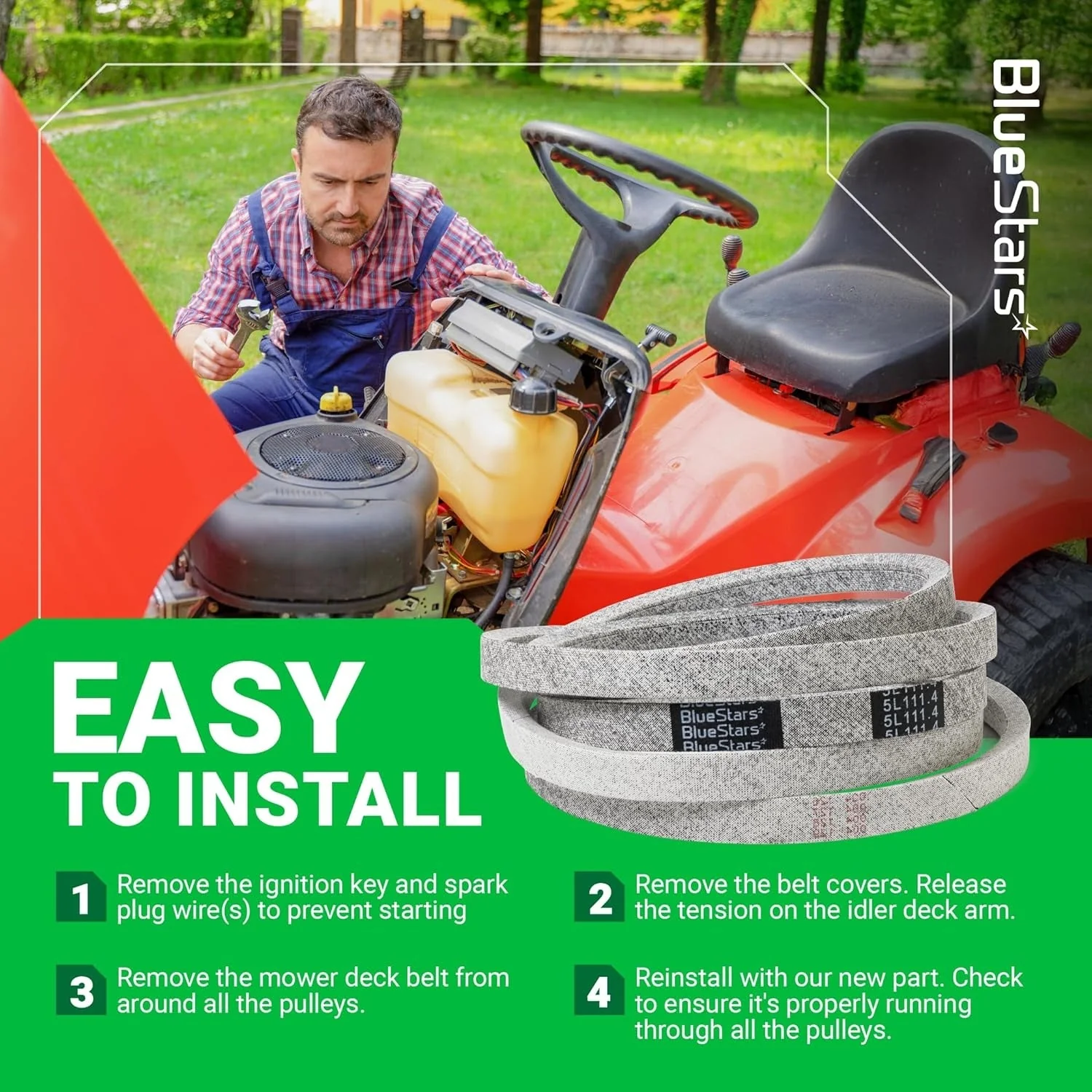 M154958 Mower Deck Belt - For 48" Decks John Deere GT235 X300 345 X320 325 GT275 - 111.4" x 5/8" - Image 8