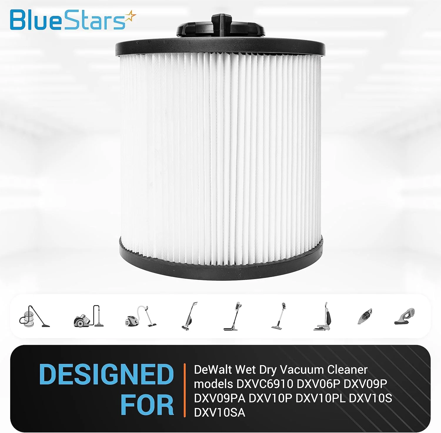 DXVC6910 Cartridge Filter Replacement for DEWALT 6-16 Gallon Wet Dry Vacuum Cleaner - 2 Pack - Image 3