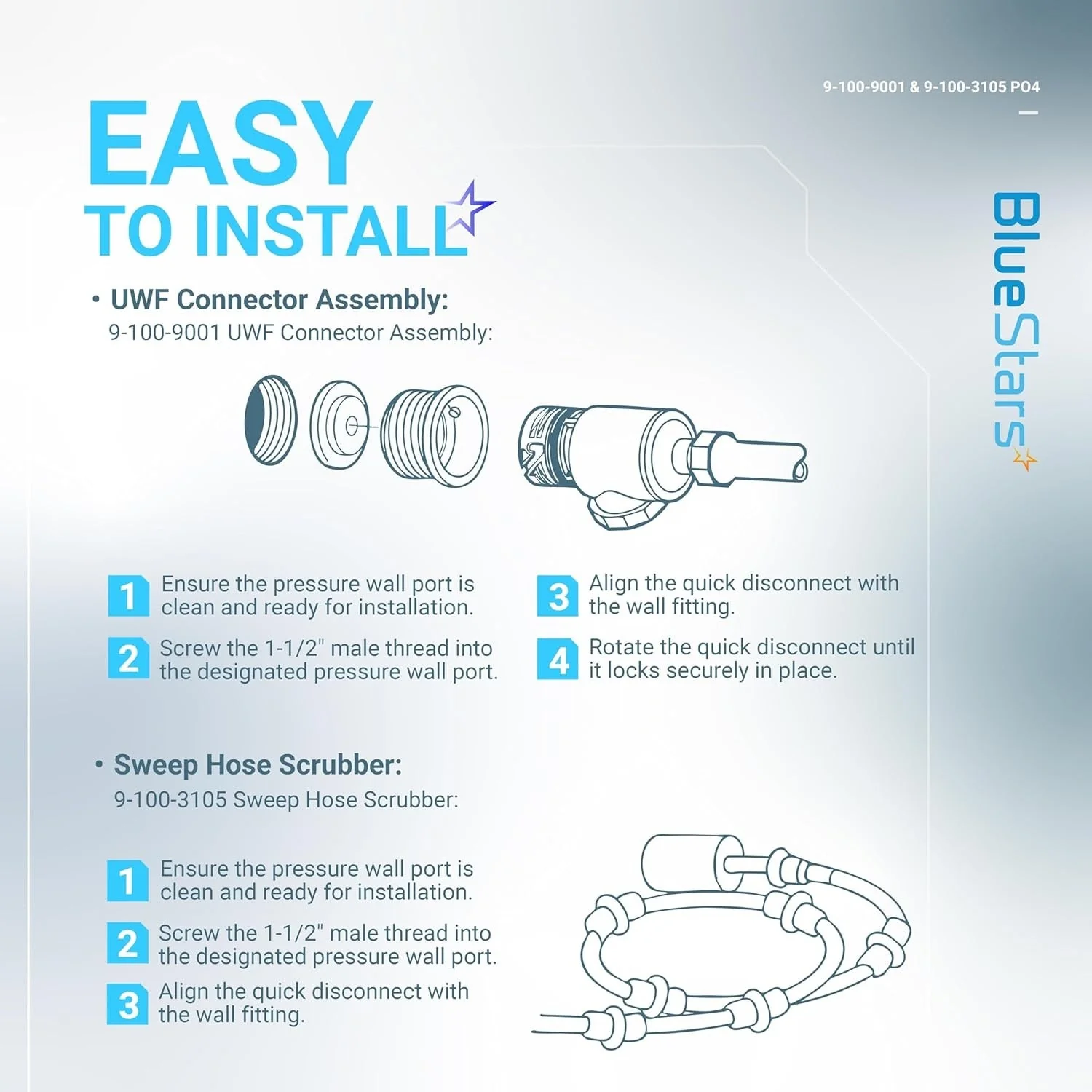 Pool Cleaner 9-100-9001 UWF Connector & 9-100-3105 Sweep Hose Scrubber - Image 6
