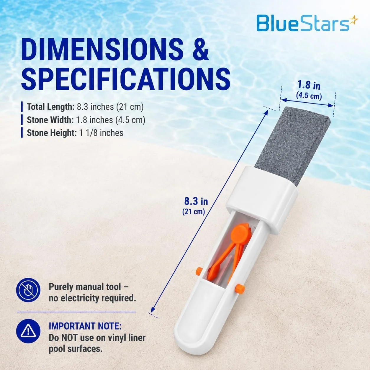 Pool Pumice Stone with EZ-Clip Handle Pumice Sticks Stone - 4 Pack - Image 2
