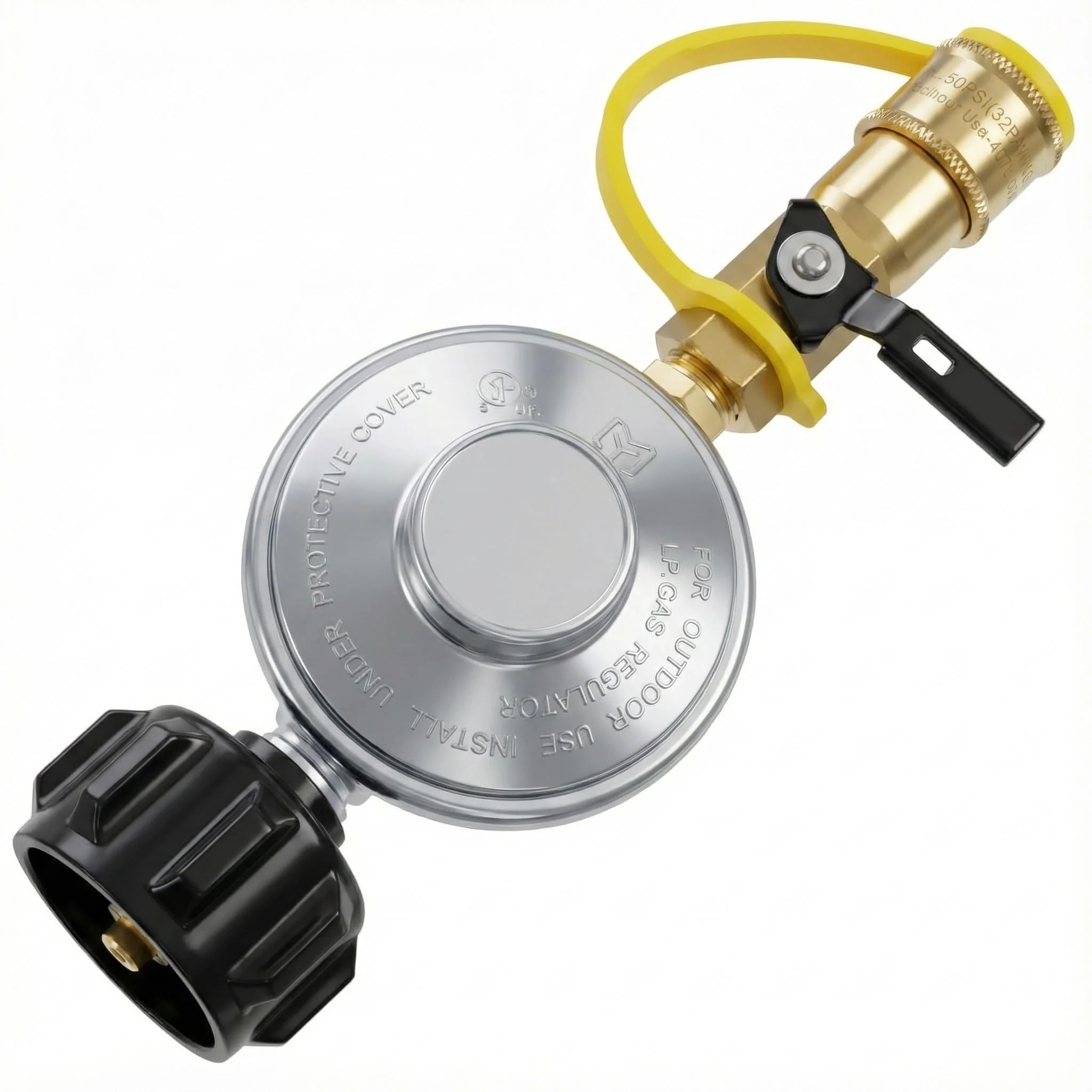 Propane Quick Connect Adapter, 1/4" Propane Gas Grill Regulator with QCC1 Quick Connect Fittings, Connects 5-50lbs Propane Tank