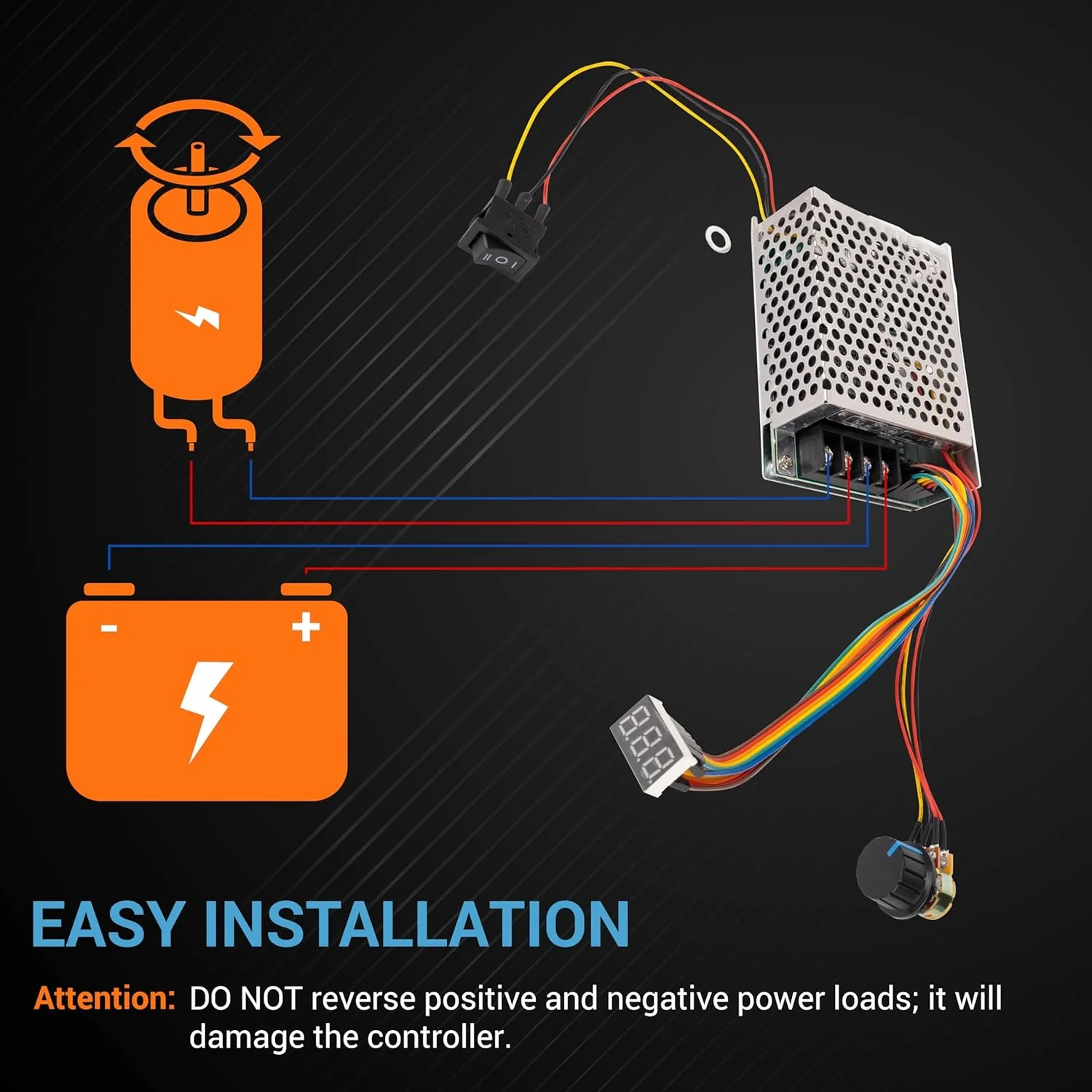 10-55V 60A PWM DC Brushed Motor Speed Controller Switch with LED Display - Image 6