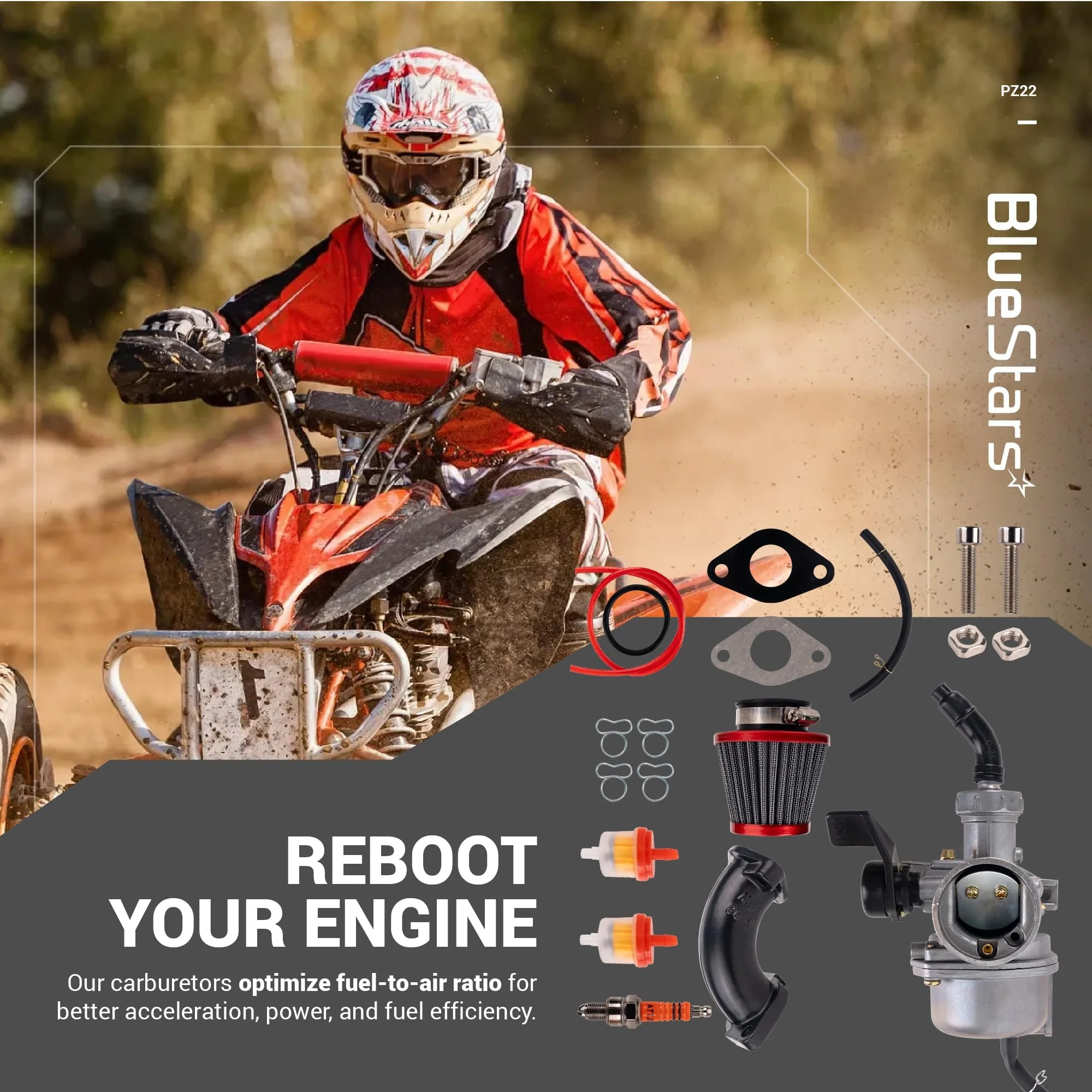 PZ22 Carburetor 22mm Carb Tune-Up Kit - For 50cc 70cc 110cc 125cc Pit Dirt Bike ATV SSR TaoTao Coolster Apollo RFZ - Image 2