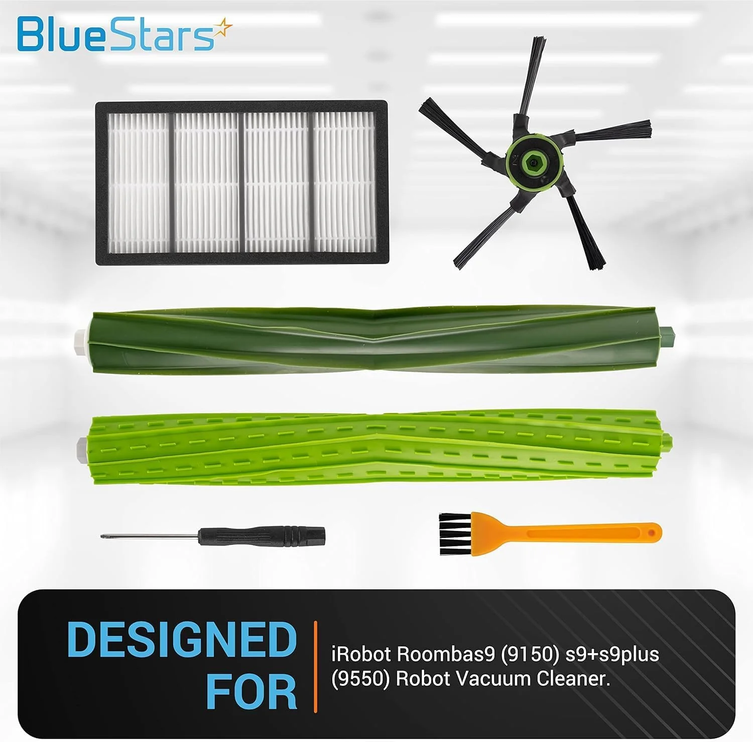 Accessories Kit for iRobot Roomba s9 (9150) s9+ s9 Plus (9550) Series Robot Vacuum - 2 Multi-Surface Rubber Brushes, 4 Filters, 4 Side Brushes, Cleaning Tool - Image 3