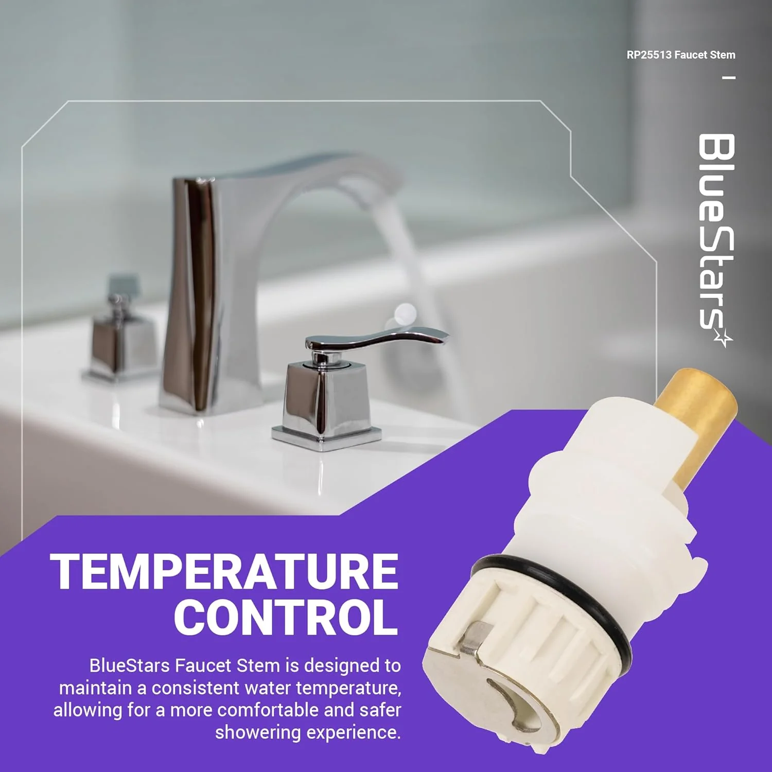 RP25513 Two-Handle Faucet Stem Unit Assembly - For Delta Two-Handle Lavatory Kitchen Tub & Shower Faucet - 2 Pack - Image 4