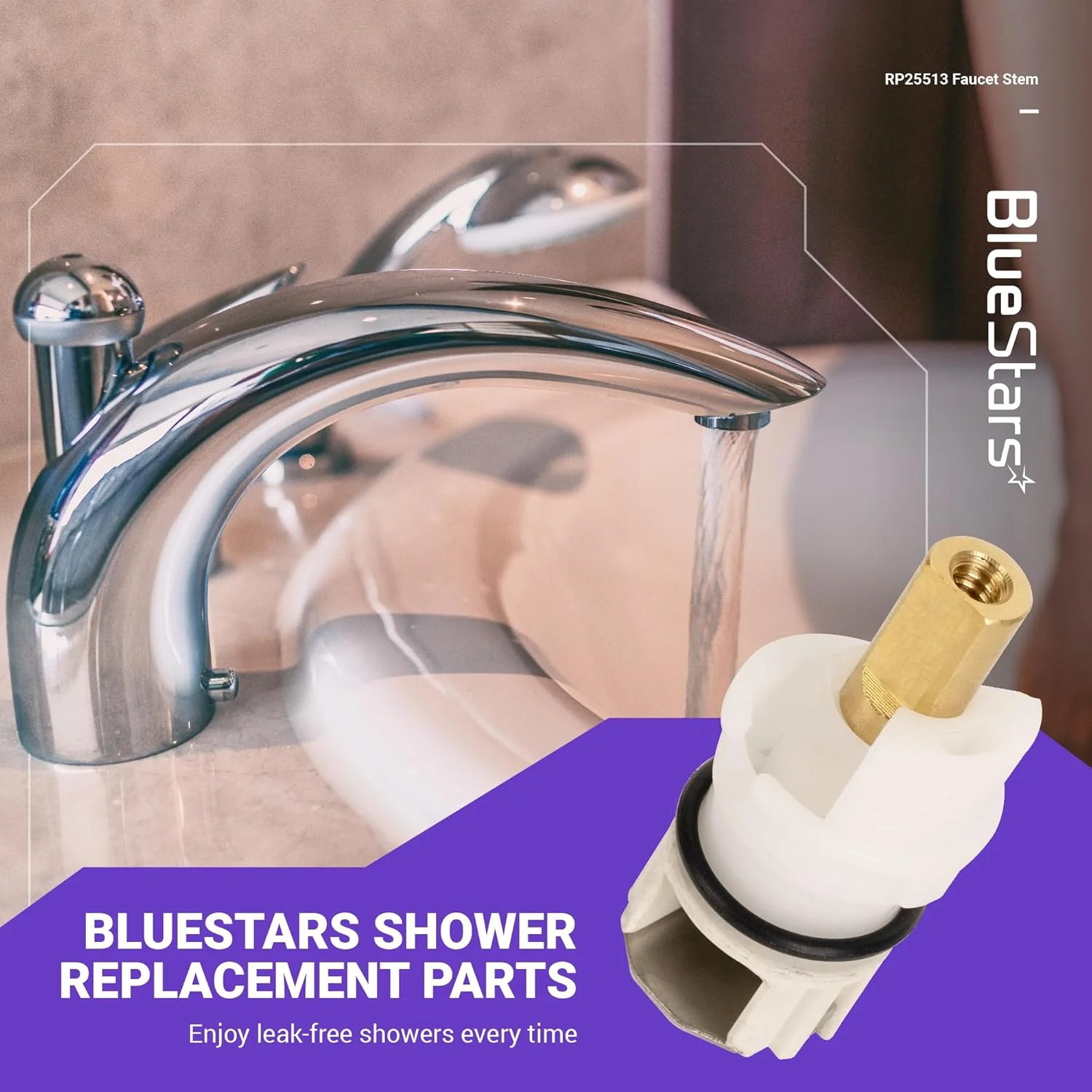 RP25513 Two-Handle Faucet Stem Unit Assembly - For Delta Two-Handle Lavatory Kitchen Tub & Shower Faucet - 2 Pack - Image 7