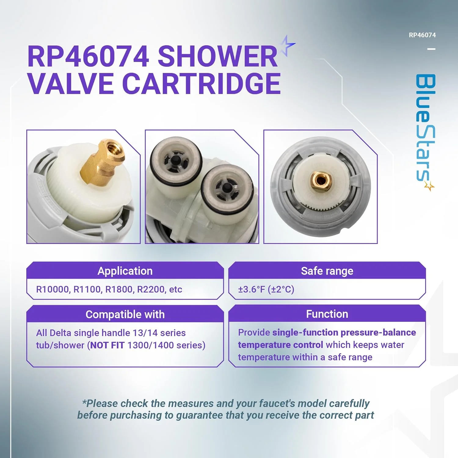 RP46074 Shower Valve Cartridge Assembly for Delta 13/14 Series MultiChoice Single-Handle Tub & Shower Faucet - Image 3