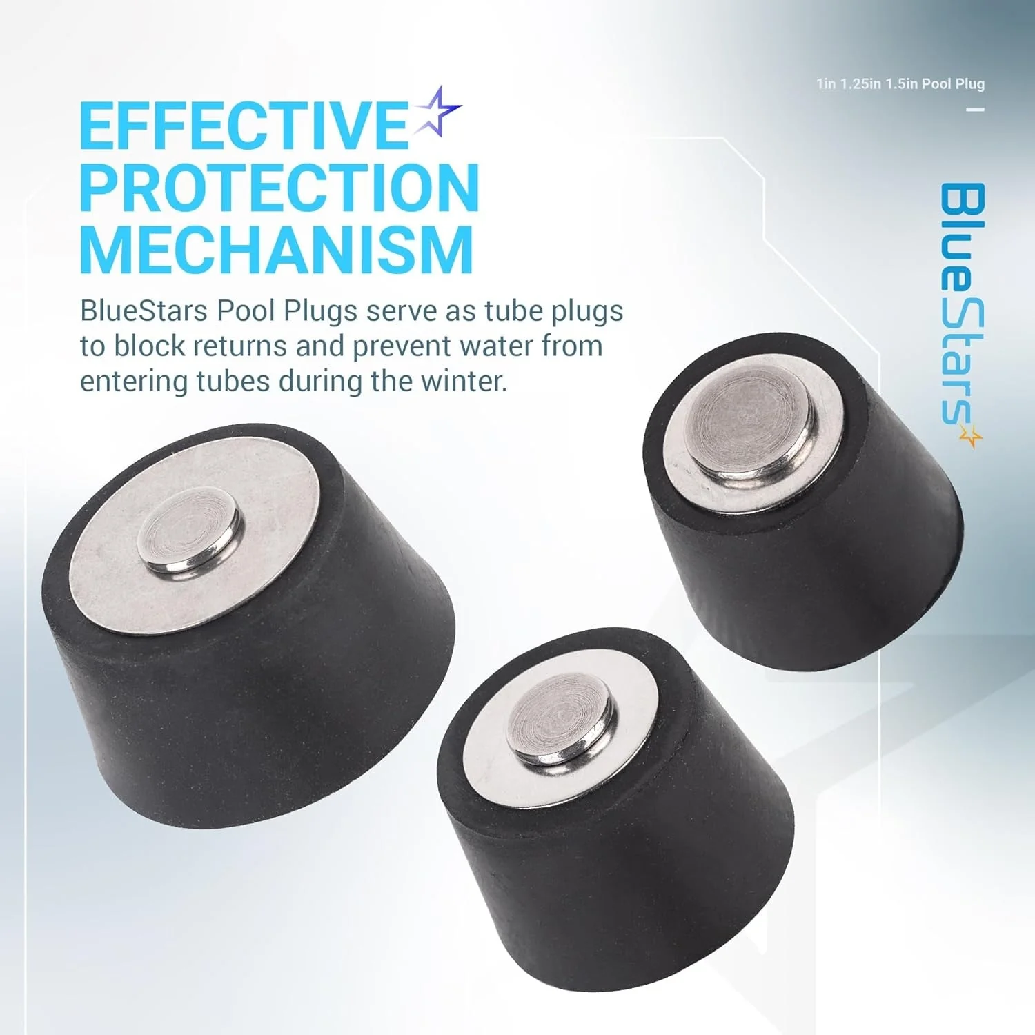 3 Size Pool Winterizing Plug (1", 1.25", 1.5") - Pool Rubber Expansion Plug with Screw, Return Line & Skimmer Plugs for Inground & Above-Ground Pools - Image 4