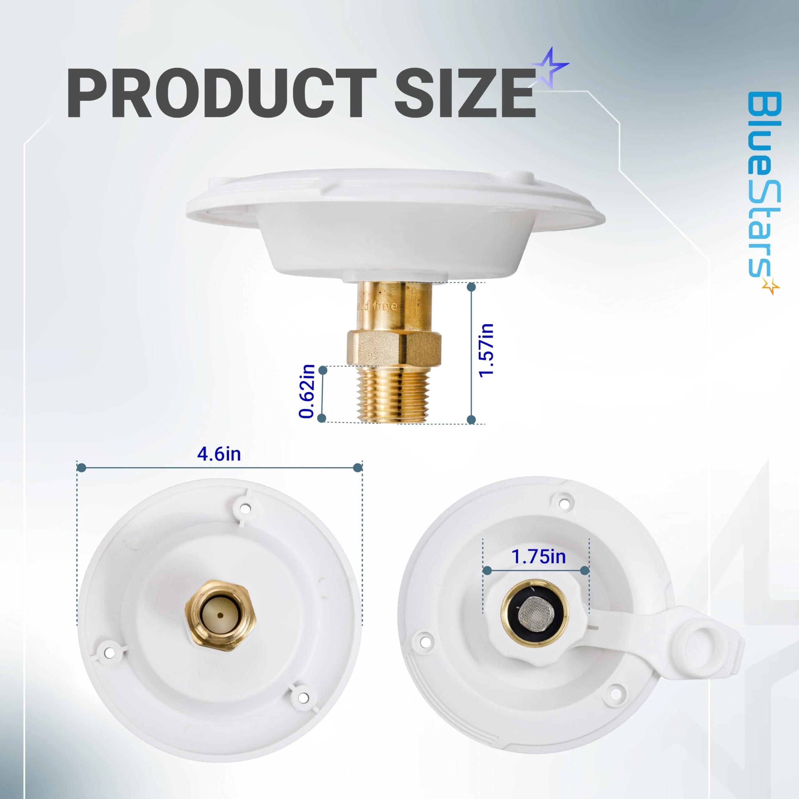 RV City Water Inlet with Check Valve – 3/4" NH Female to 1/2" NPT Male - Includes Screws & Teflon Tape - Image 3