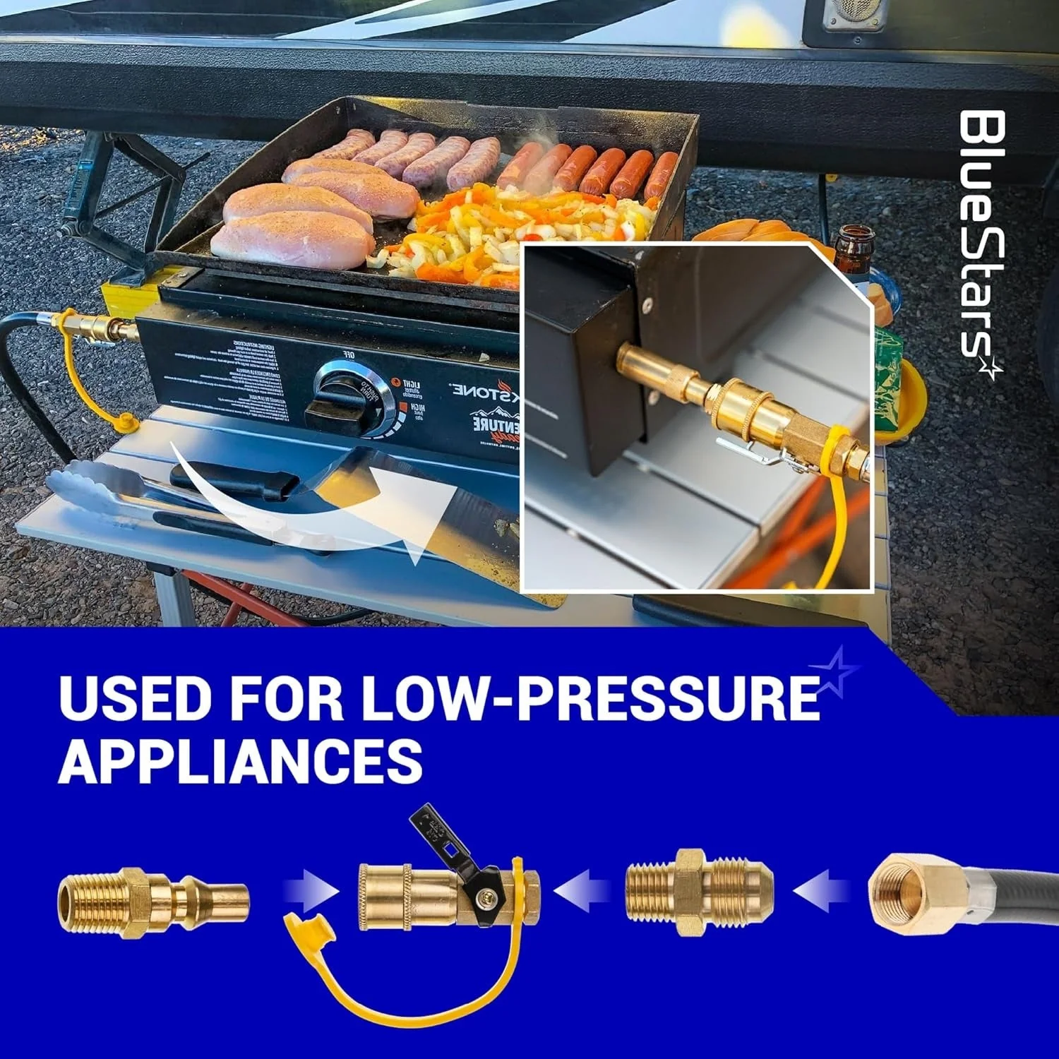 RV Propane Quick Connect Fitting Adapter Valve Kit - 1/4"" Male NPT Full Flow Plug & 3/8"" Male Flare Quick Kit - 7 Pack - Image 7