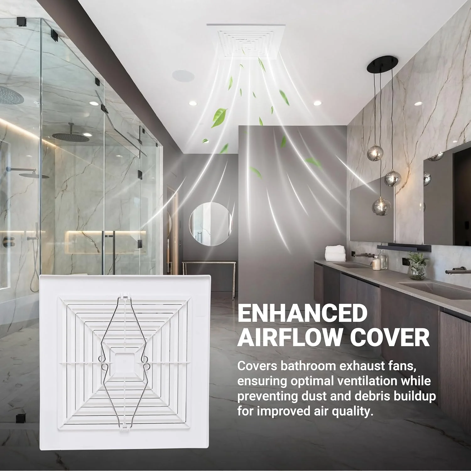 S97011723 97011723 Square Bathroom Fan Grille Cover with Springs (9-1/4" x 9") for Broan NuTone Exhaust Fan - Image 3
