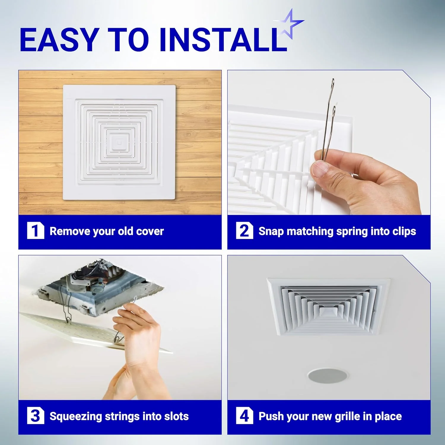 S97011723 97011723 Square Bathroom Fan Grille Cover with Springs (9-1/4" x 9") for Broan NuTone Exhaust Fan - Image 7