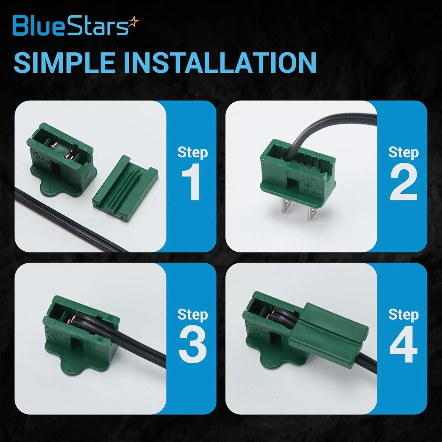 6A 110/125V Male and Female Slip Plug for Christmas Light Decoration - 10 Pack (20 Pieces) - Image 5