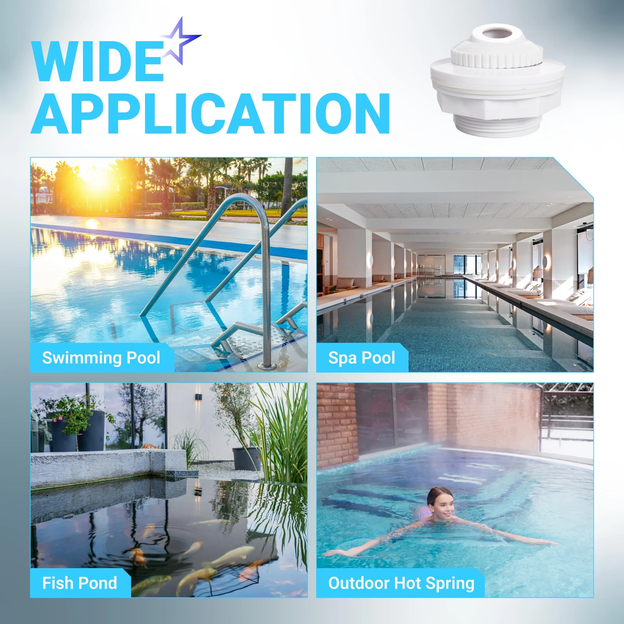 SP1023 Inlet Return Fitting for Hayward Above Ground Pool - 1.5" FIP Return Fitting with Locknut & Gasket & SP1419D Directional Flow Eyeball Jet - 2 Pack - Image 9