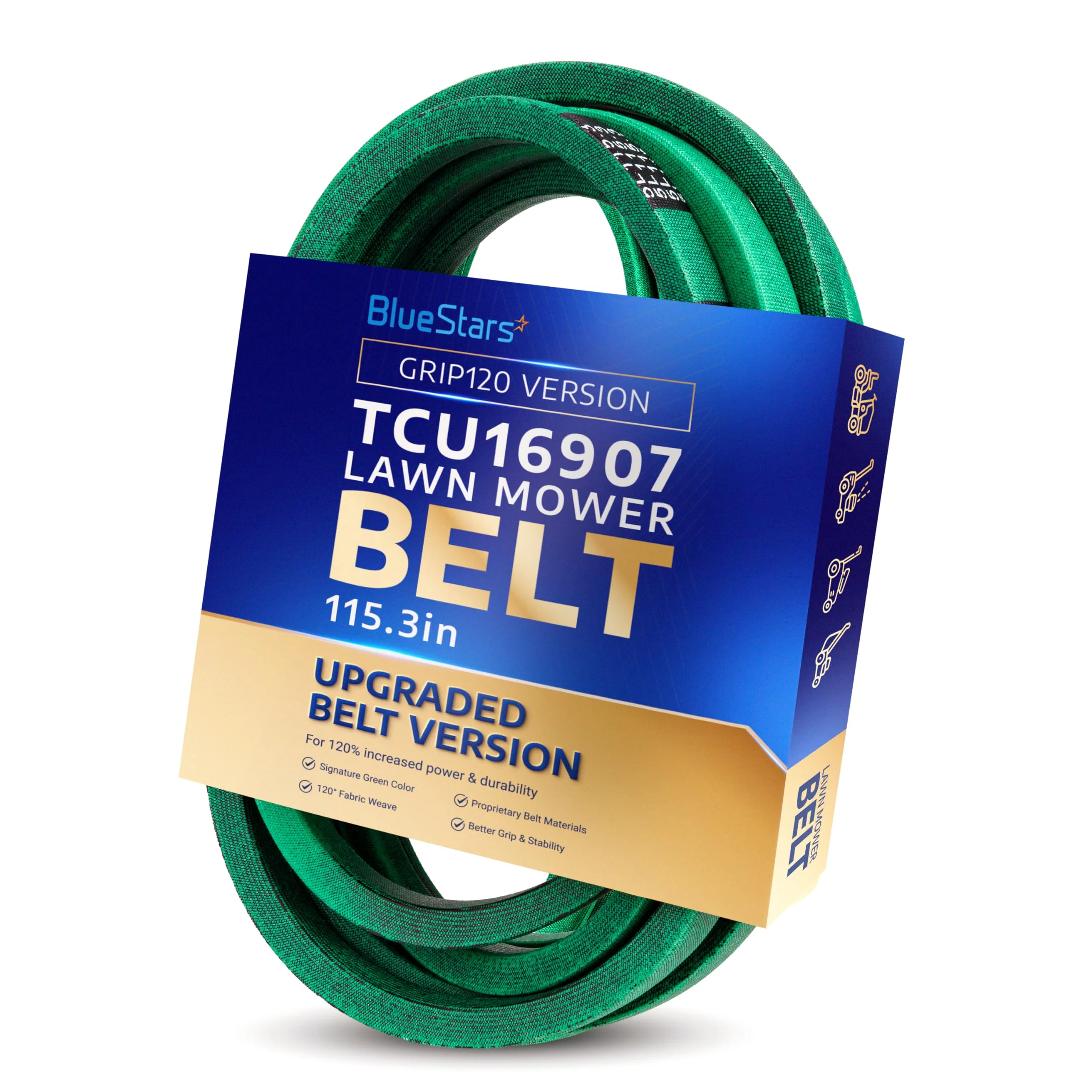 [Grip120] TCU16907 Drive Belt | Fits John Deere ZTrak 737 757 Zero Turn Mowers & More | Aramid Cord | 115.3"