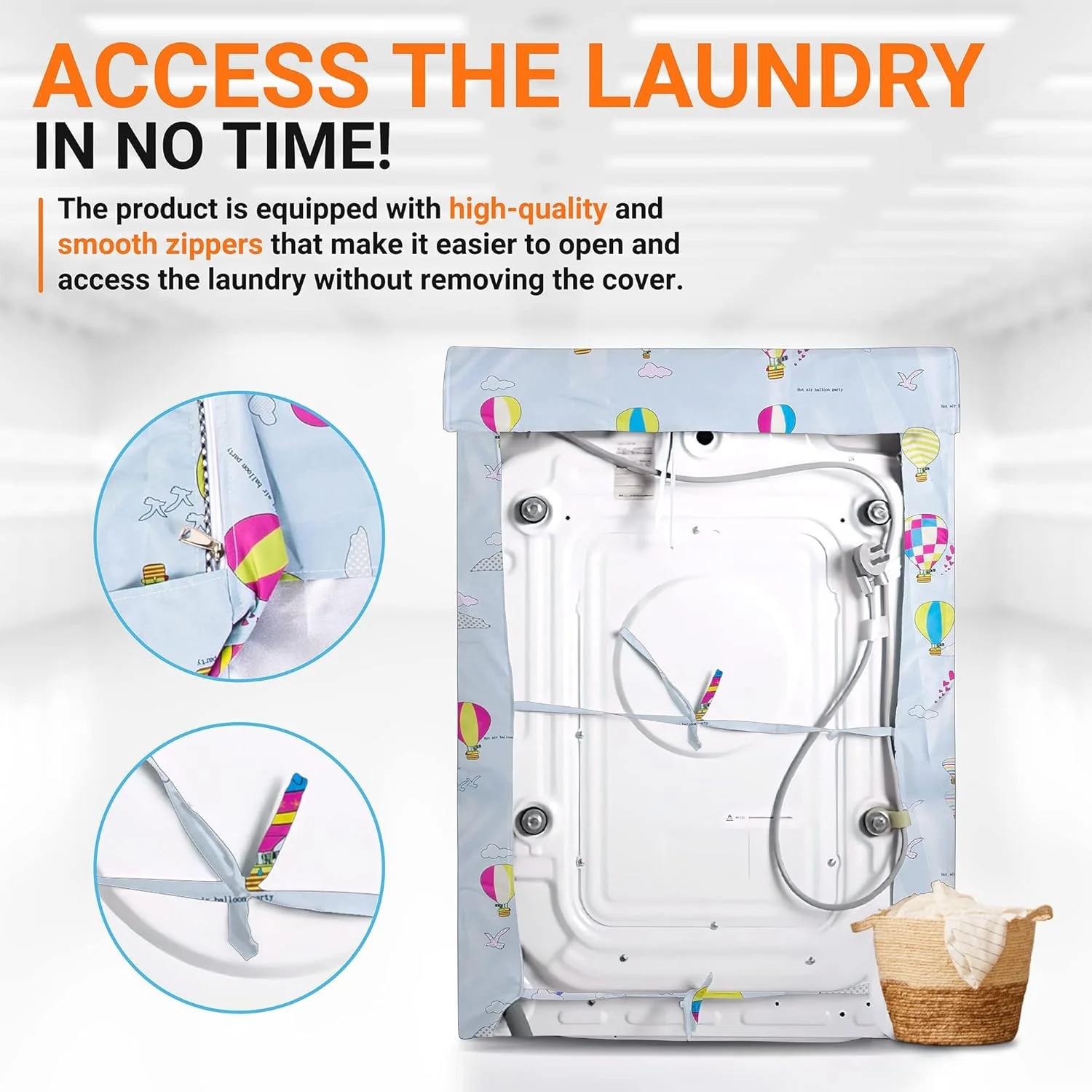 Washing Machine Cover For Top-load - Premium Outdoor Protection For Most Washer Dryer Cover - W29”x D28”x H43” (Balloon) - Image 5