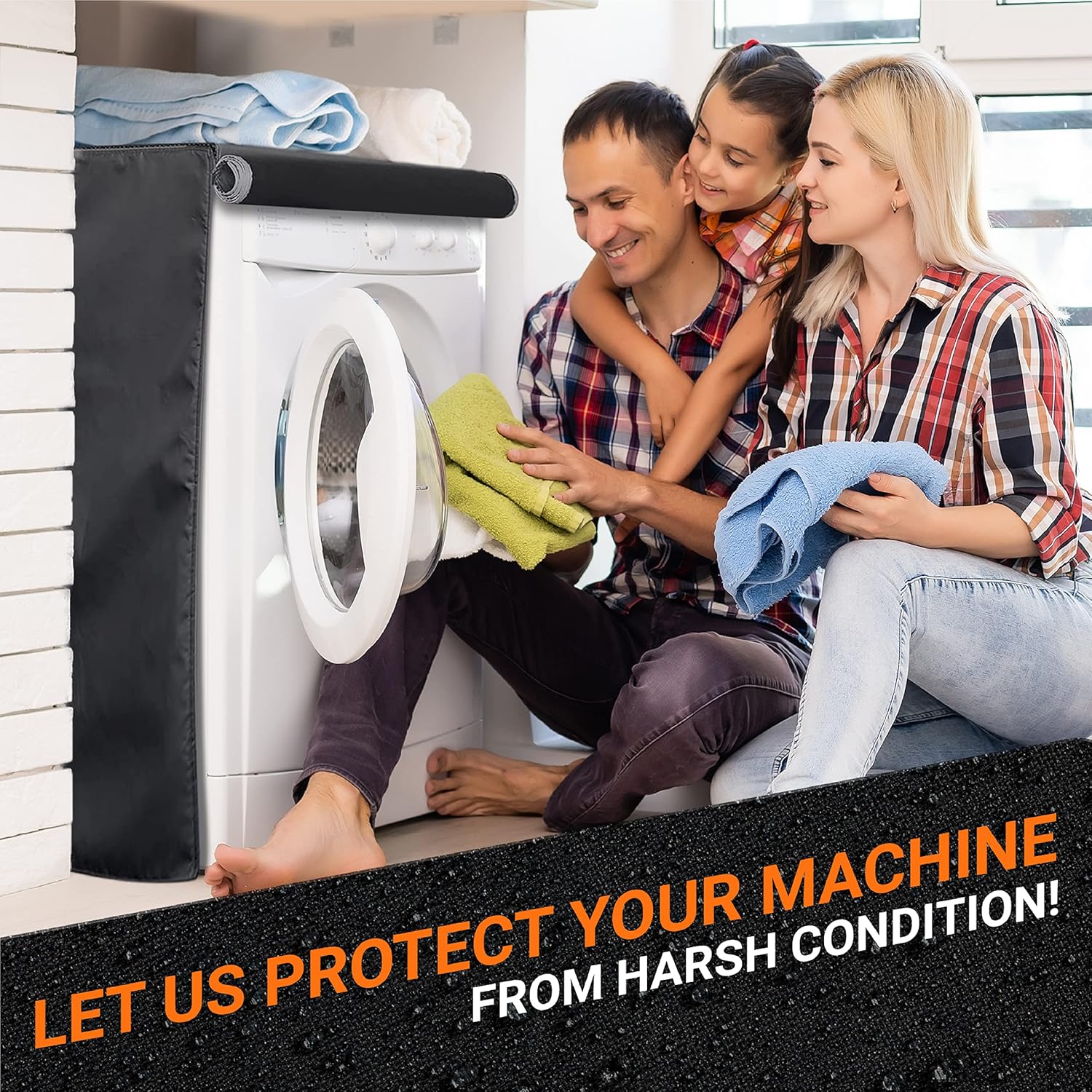 Washing Machine Cover For Top-load - Premium Outdoor Protection For Most Washer Dryer Cover - W29”x D28”x H43” (Black) - Image 7