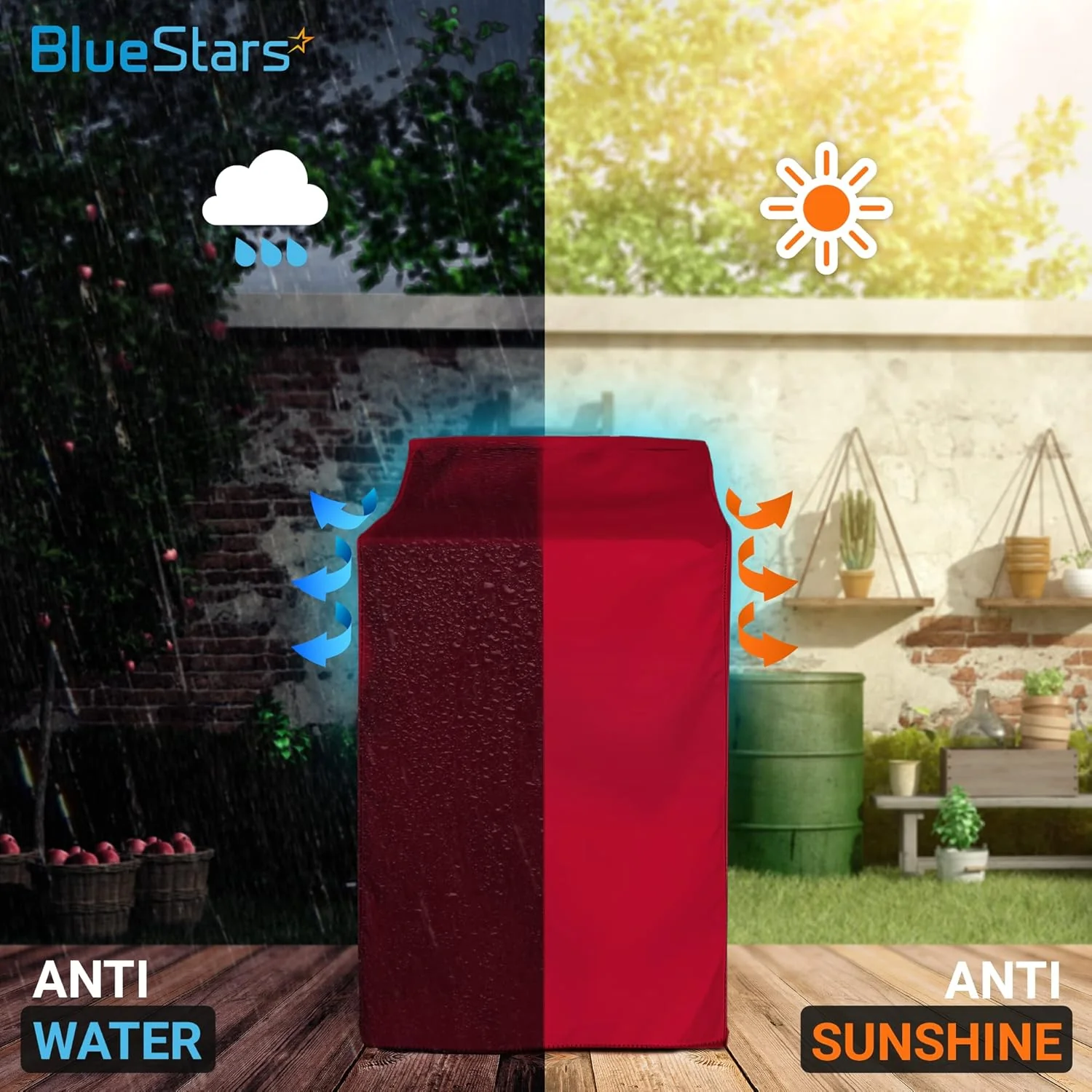 Washing Machine Cover For Top-load - Premium Outdoor Protection For Most Washer Dryer Cover - W29”x D28”x H43” (Red) - Image 2