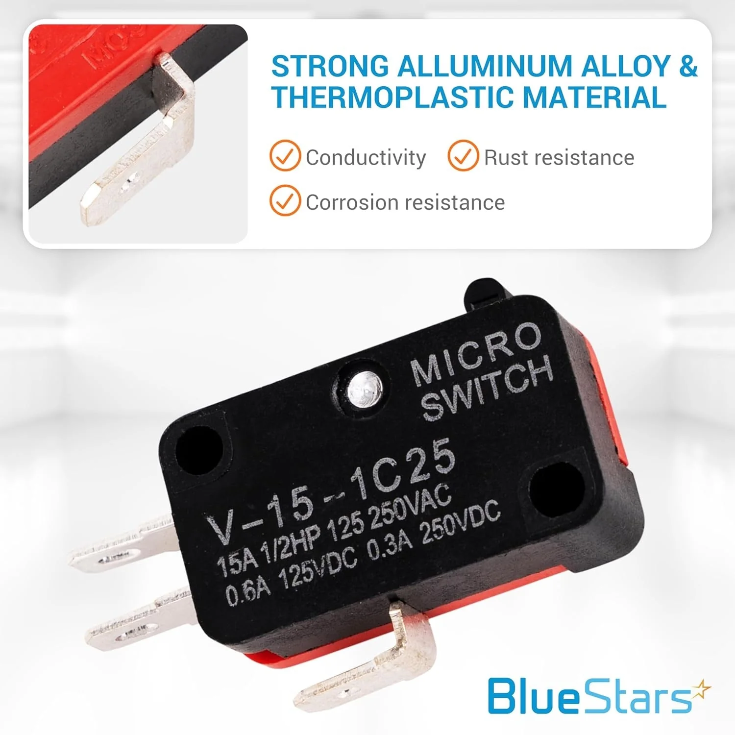 V-15-1C25 Micro Limit Switch Blade Momentary - 250VAC/125VDC 15A - 10 Pack - Image 4