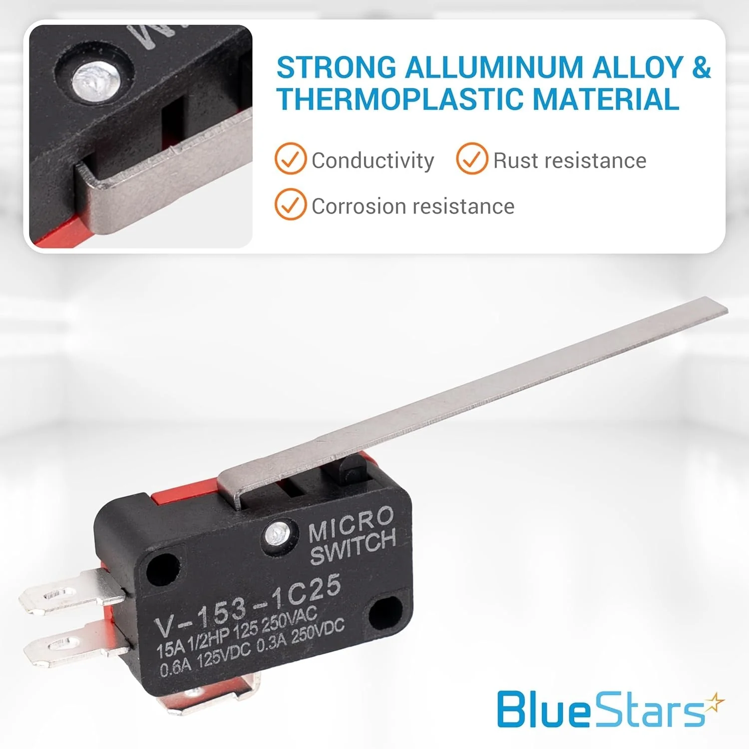 V-153-1C25 Micro Limit Switch Blade Momentary - 250VAC/125VDC 15A - 10 Pack - Image 4