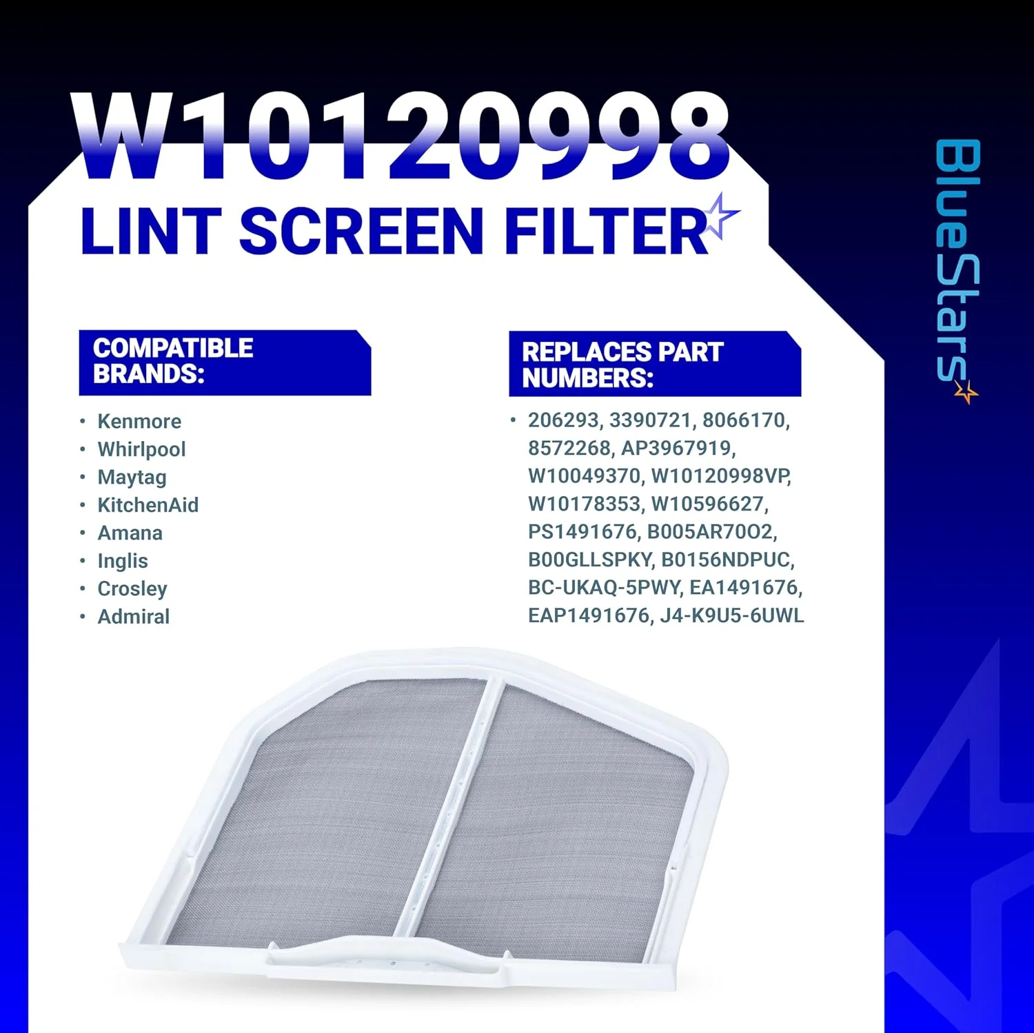 W10120998 Dryer Lint Screen Filter - For Whirlpool Kenmore Maytag Roper - Image 2