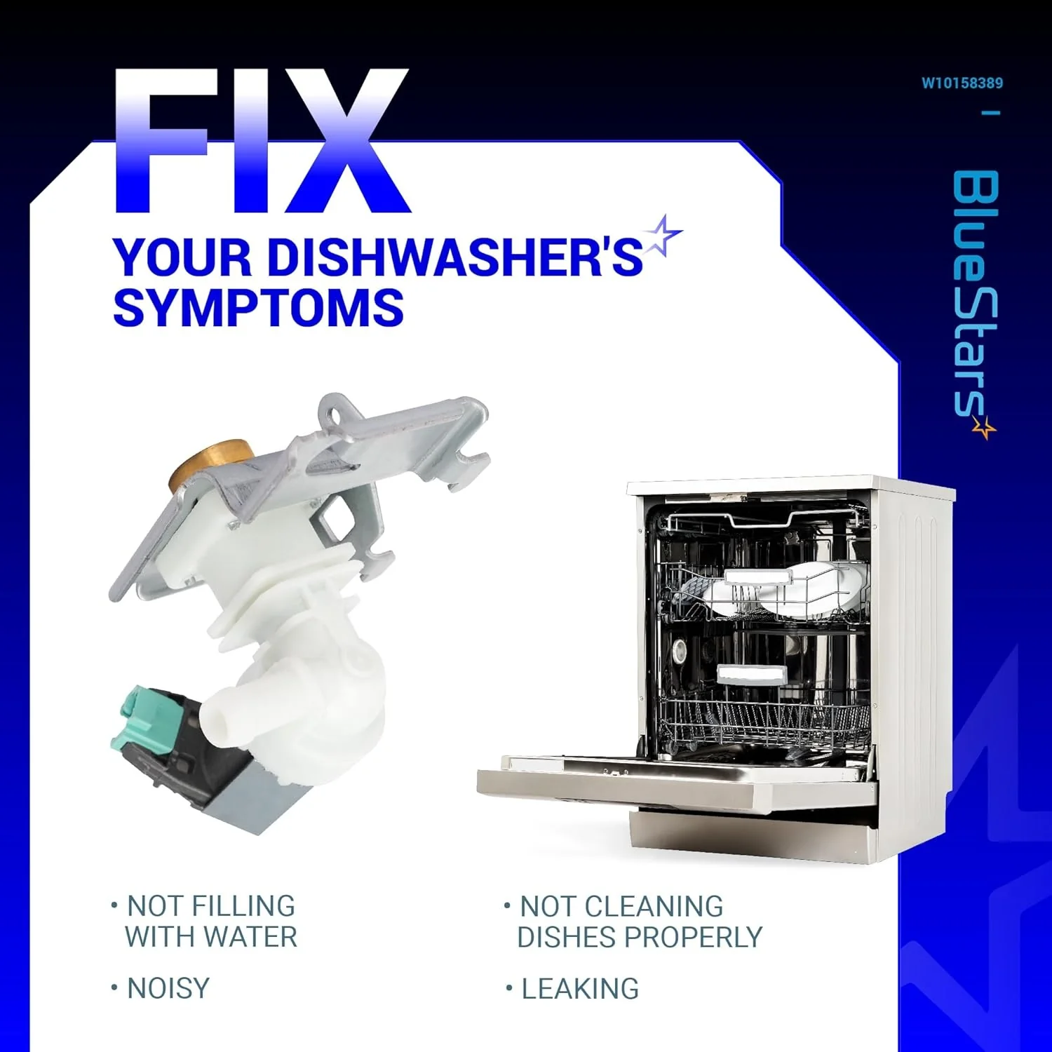 W10158389 Dishwasher Water Inlet Valve for Whirlpool Kenmore Dishwashers - Image 3