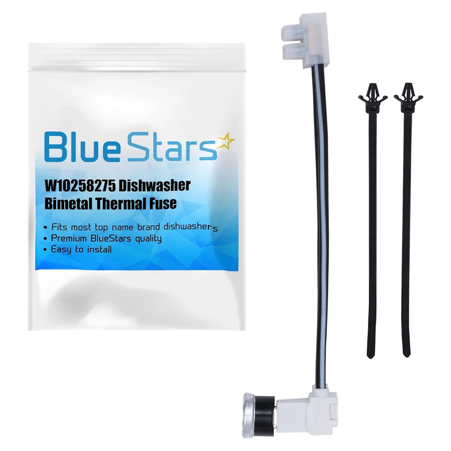 W10258275 Dishwasher Bimetal Thermal Fuse - For Whirlpool Kenmore Dishwashers - Replaces 661663 PS2360984 AP4423189