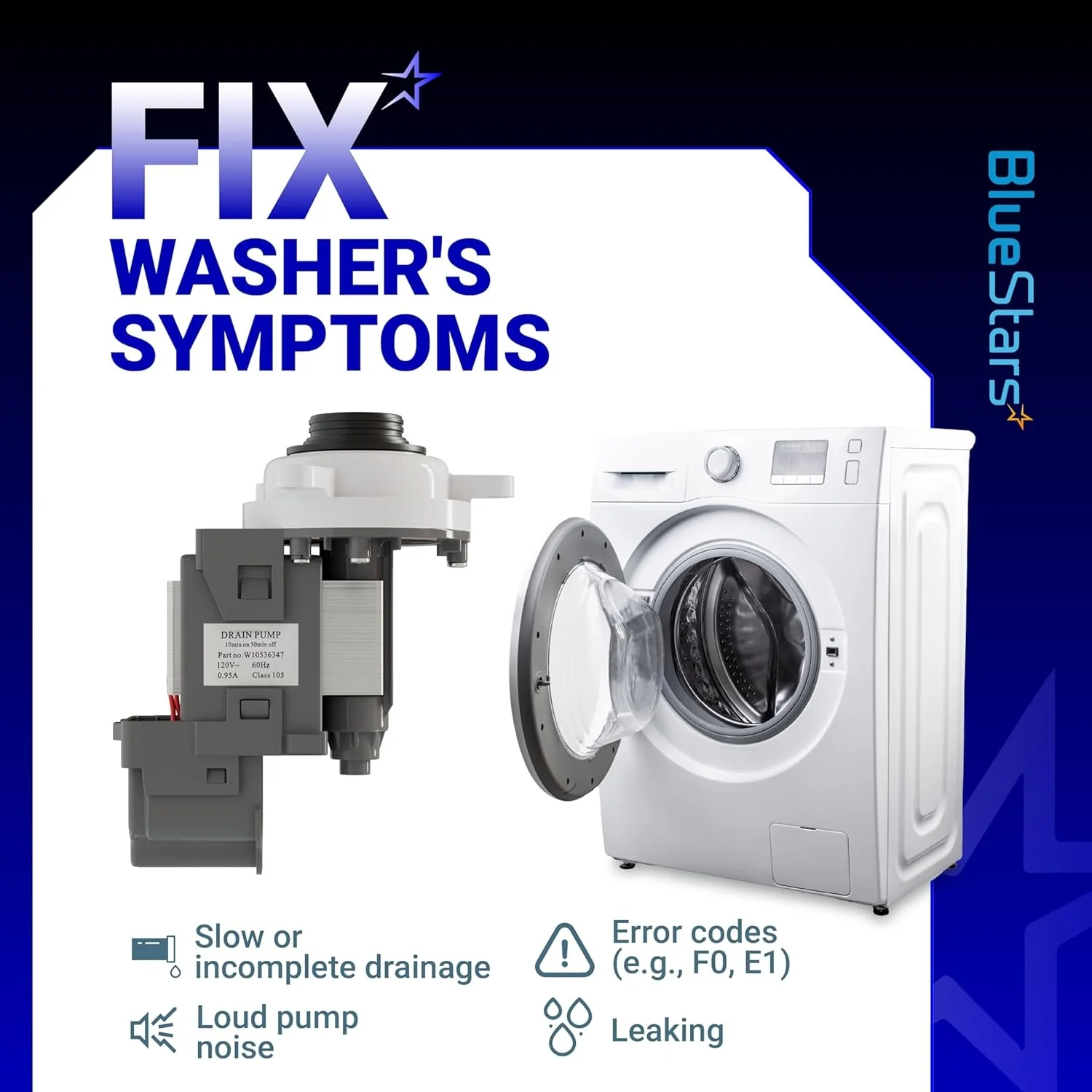 W10276397 Washer Drain Pump for Whirlpool Kenmore Maytag Washing Machines - Image 6