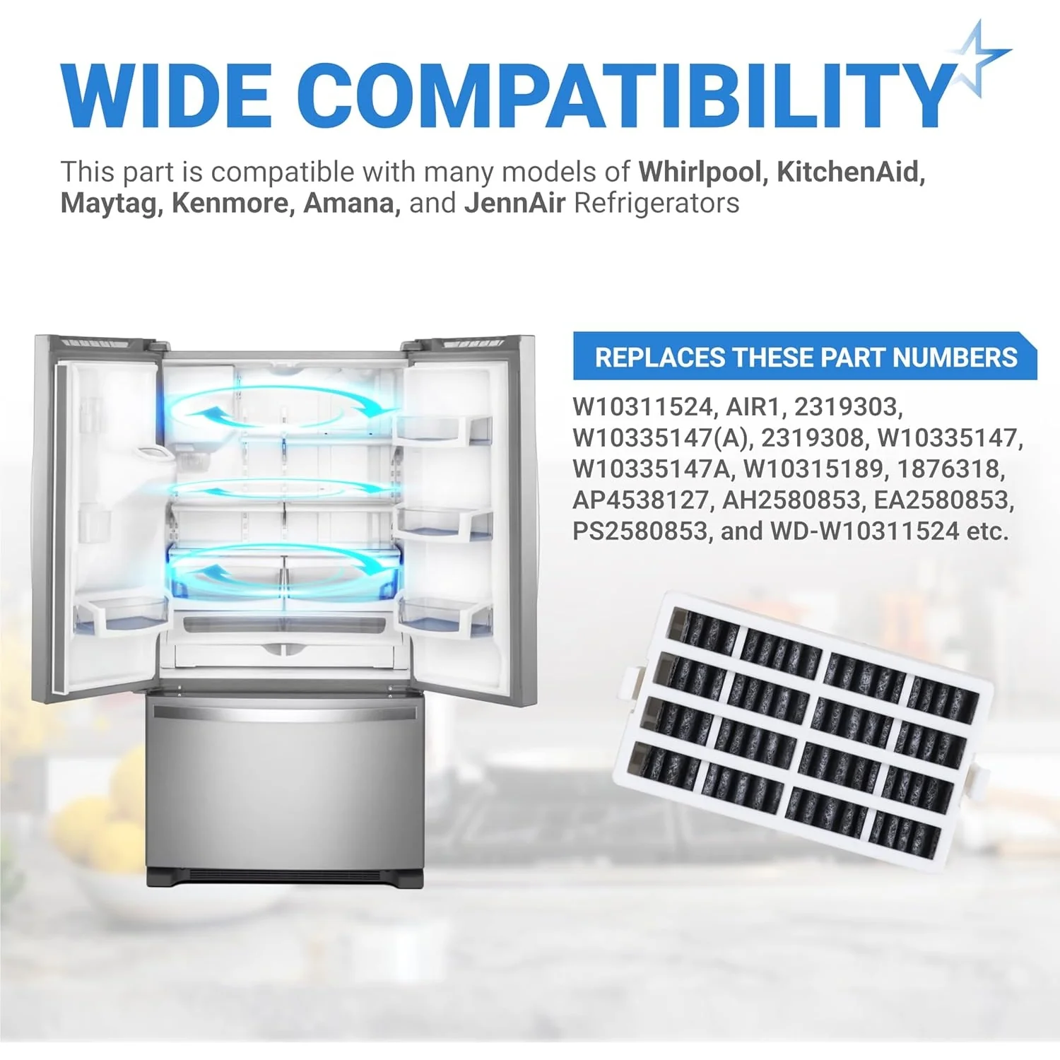 W10311524 AIR1 Refrigerator Air Filter Cartridge for Whirlpool Maytag KitchenAid Jenn-Air Kenmore - 8 Pack - Image 6