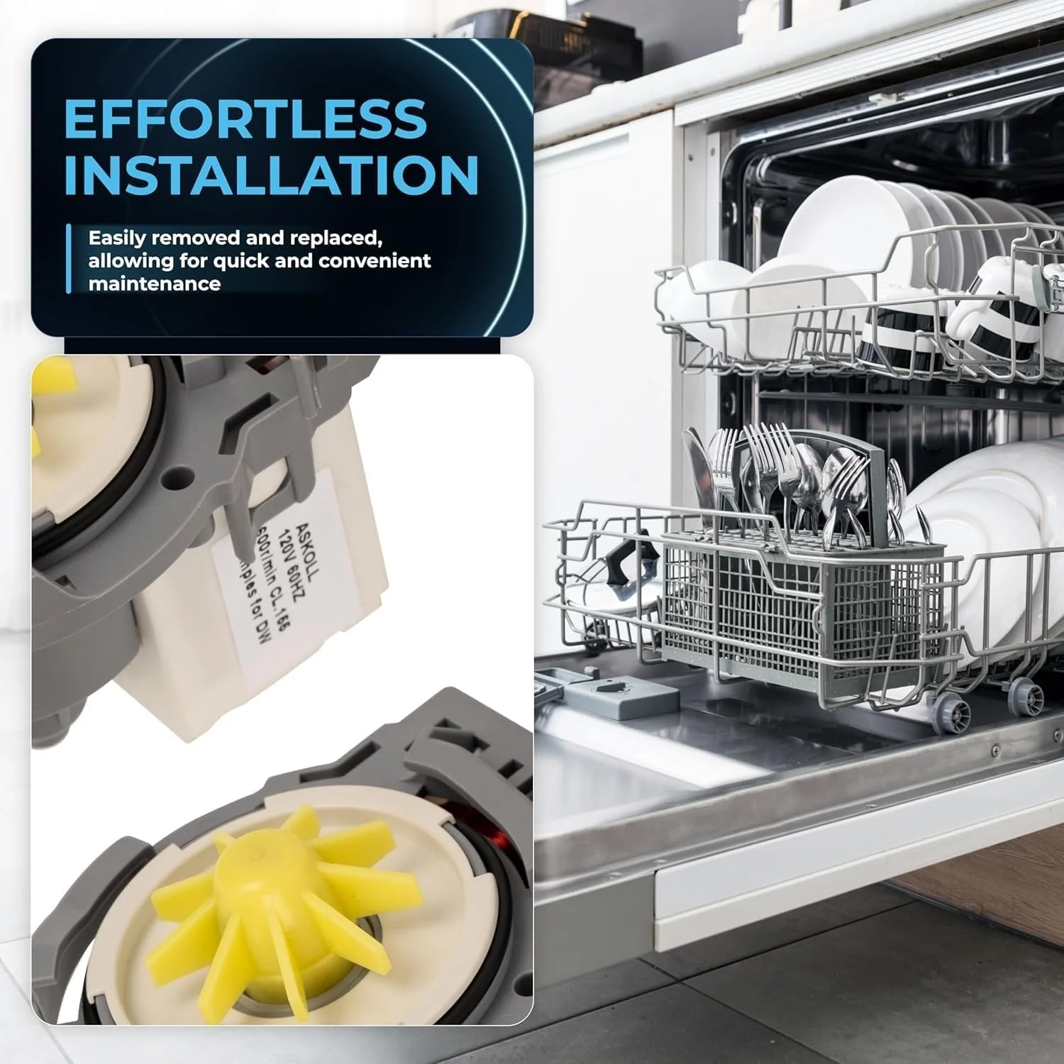 W10348269 Dishwasher Drain Pump - For Whirlpool Dishwashers - Image 4