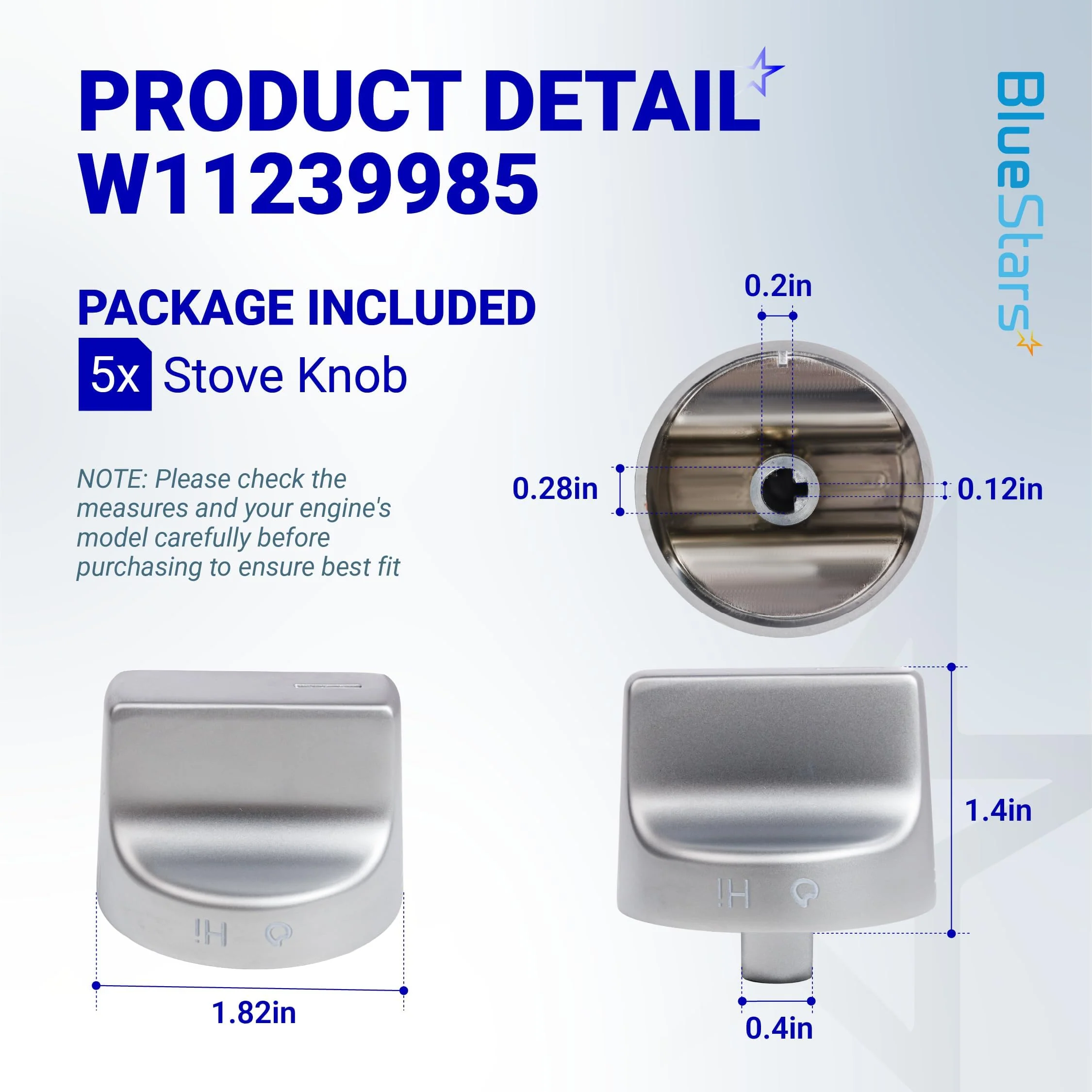 W11239985 W10850015 Stove Knob Replacement - For Whirlpool - Image 2