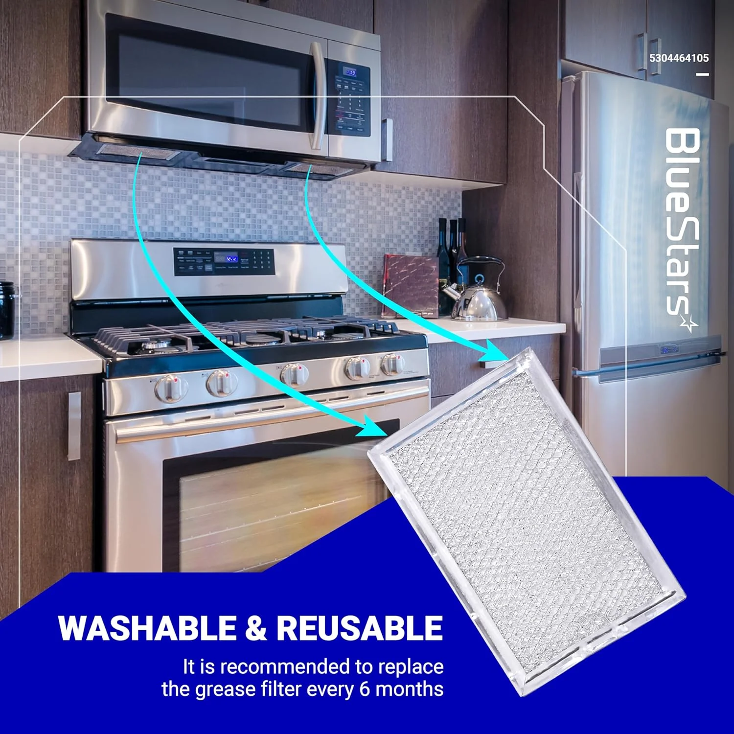 WB06X10608 5304464105 Microwave Grease Filter 5" x 7-5/8" Replacement - For Frigidaire GE Microwaves - Image 5
