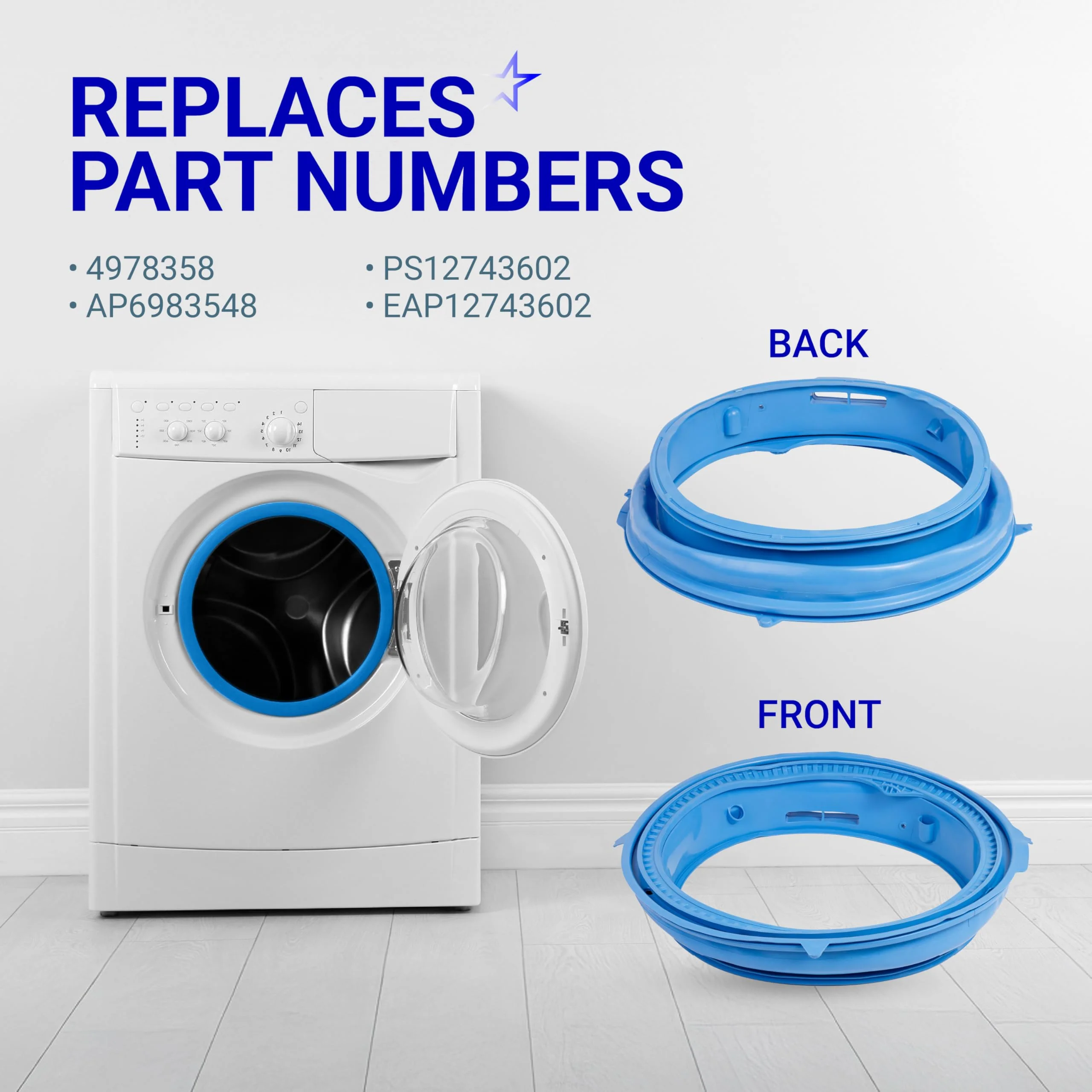 WH05X29521 Washer Door Gasket - For GE GFW550SSN0WW GFW550SSN2WW - Replaces PS12743602 4978358 - Image 6