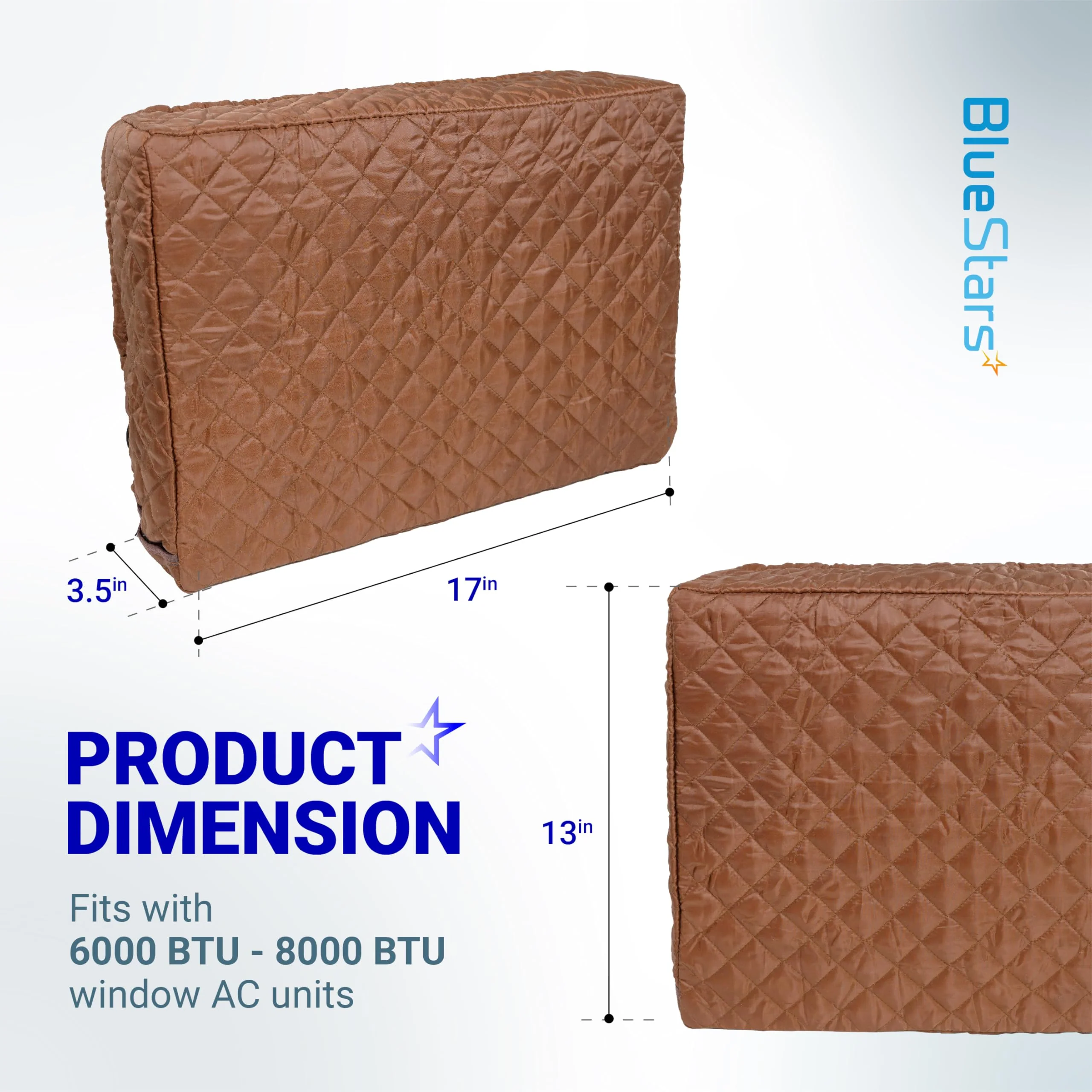 Window Air Conditioner Cover Indoor with Velcro Sides - Inside AC Cover for Winter - 17" x 13" x 3.5" (Brown) - Image 2