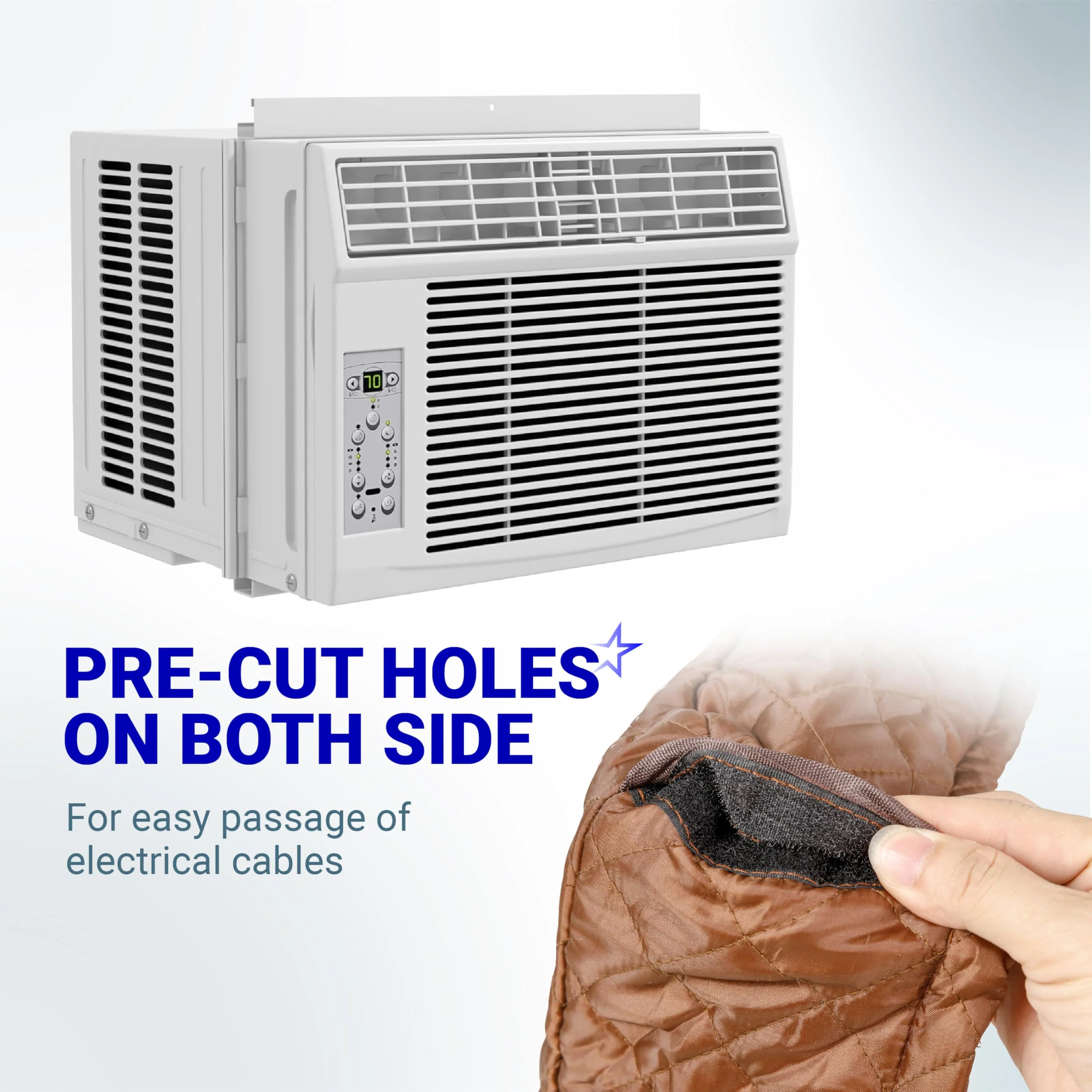 Window Air Conditioner Cover Indoor with Velcro Sides - Inside AC Cover for Winter - 17" x 13" x 3.5" (Brown) - Image 5