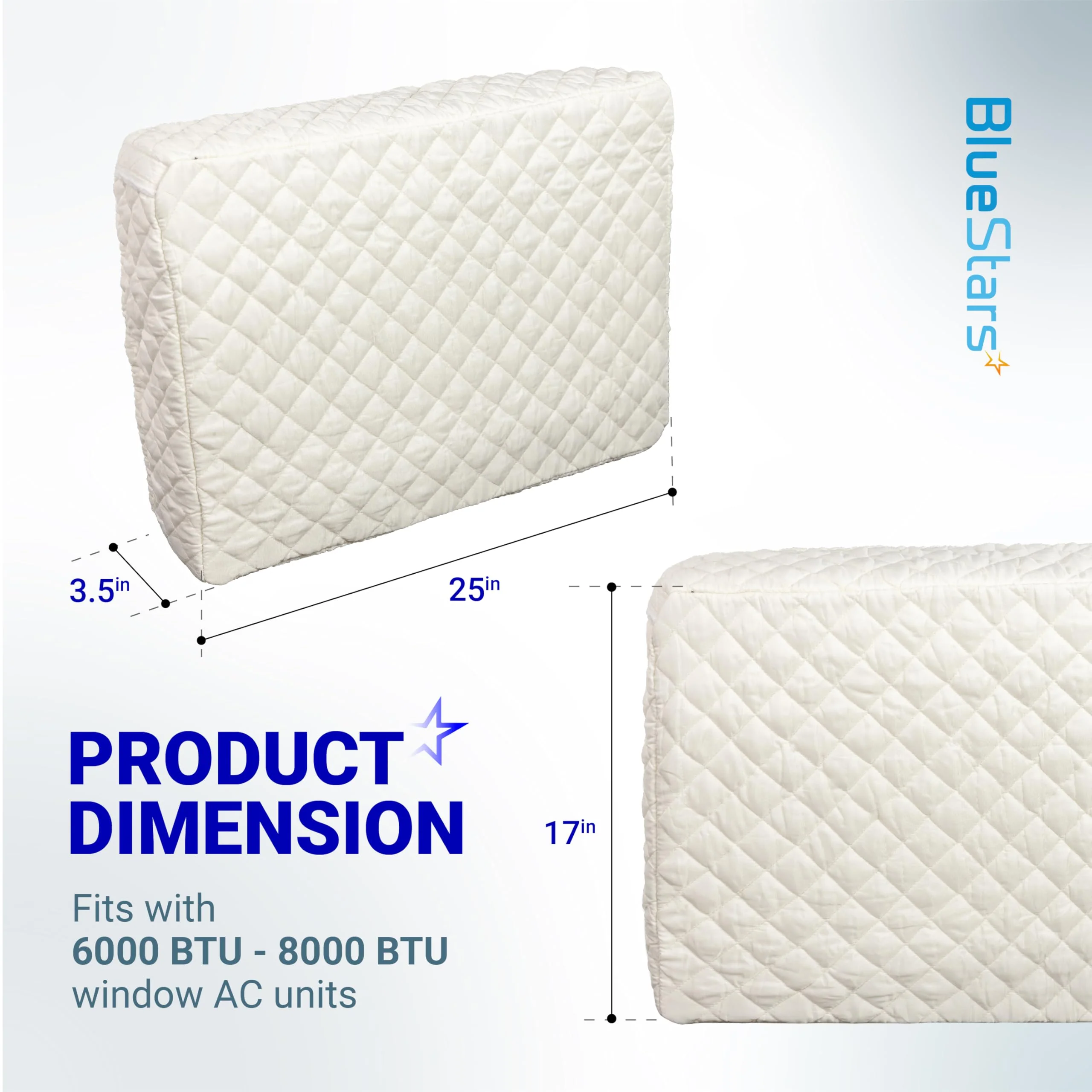 Window Air Conditioner Cover Indoor with Velcro Sides - Inside AC Cover for Winter - 17" x 13" x 3.5" (White) - Image 2