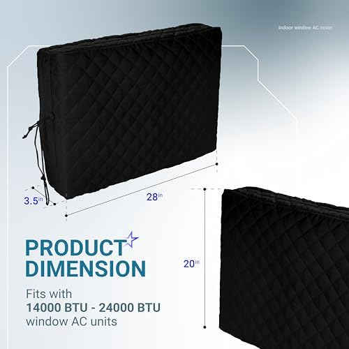 Window Air Conditioner Cover Indoor with Velcro Sides - Inside AC Cover for Winter - 28" x 20" x 3.5" (Black) - Image 2